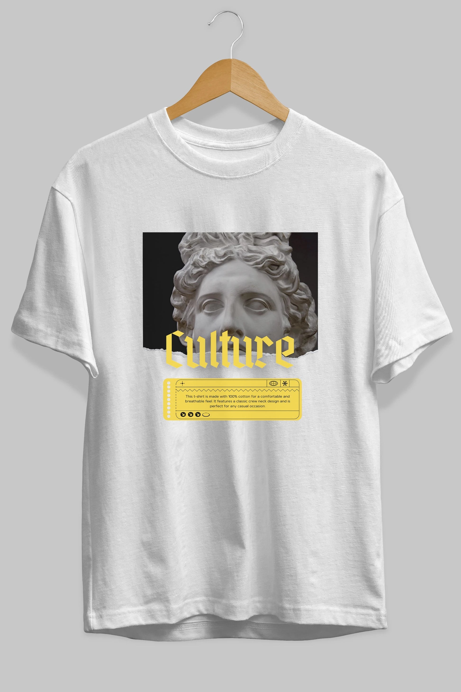 Culture Yazılı Ön Baskılı Oversize t-shirt Erkek Kadın Unisex