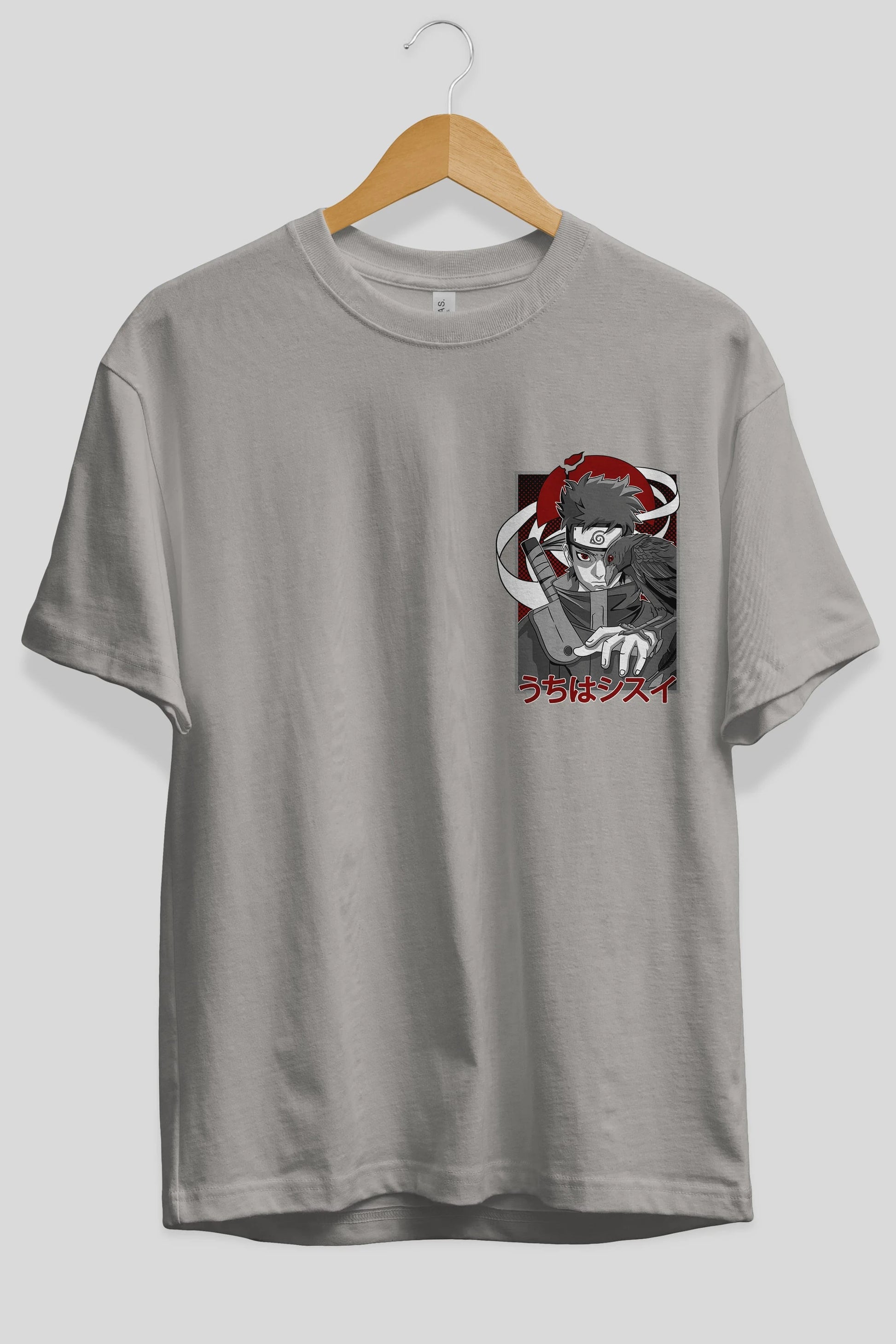 SHISUI UCHIHA NARUTO Ön Sol Baskılı Oversize t-shirt Erkek Kadın Unisex %100 Pamuk Bisiklet Yaka tişort