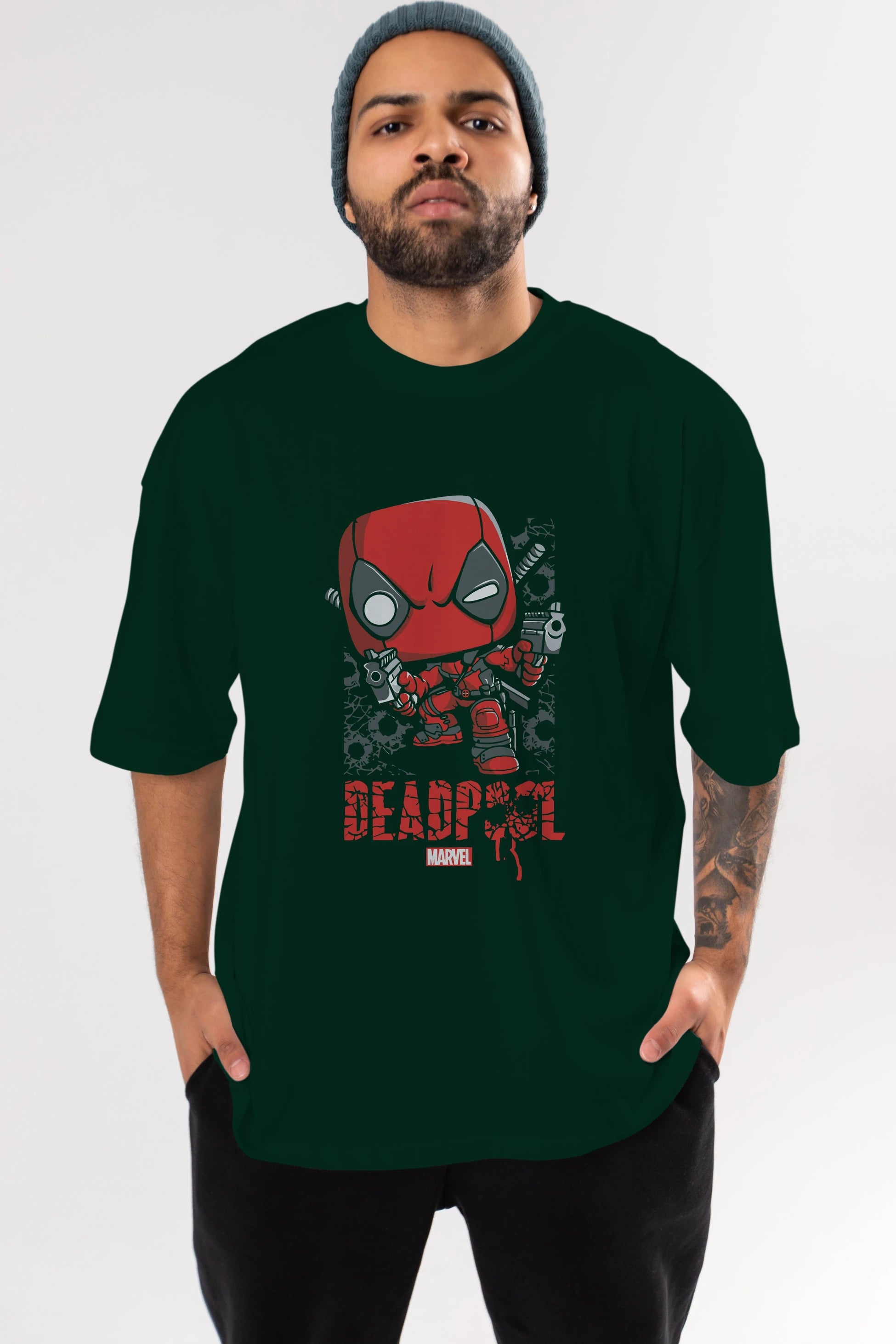 Deadpool (8) Ön Baskılı Oversize t-shirt Erkek Kadın Unisex %100 Pamuk Bisiklet Yaka tişort