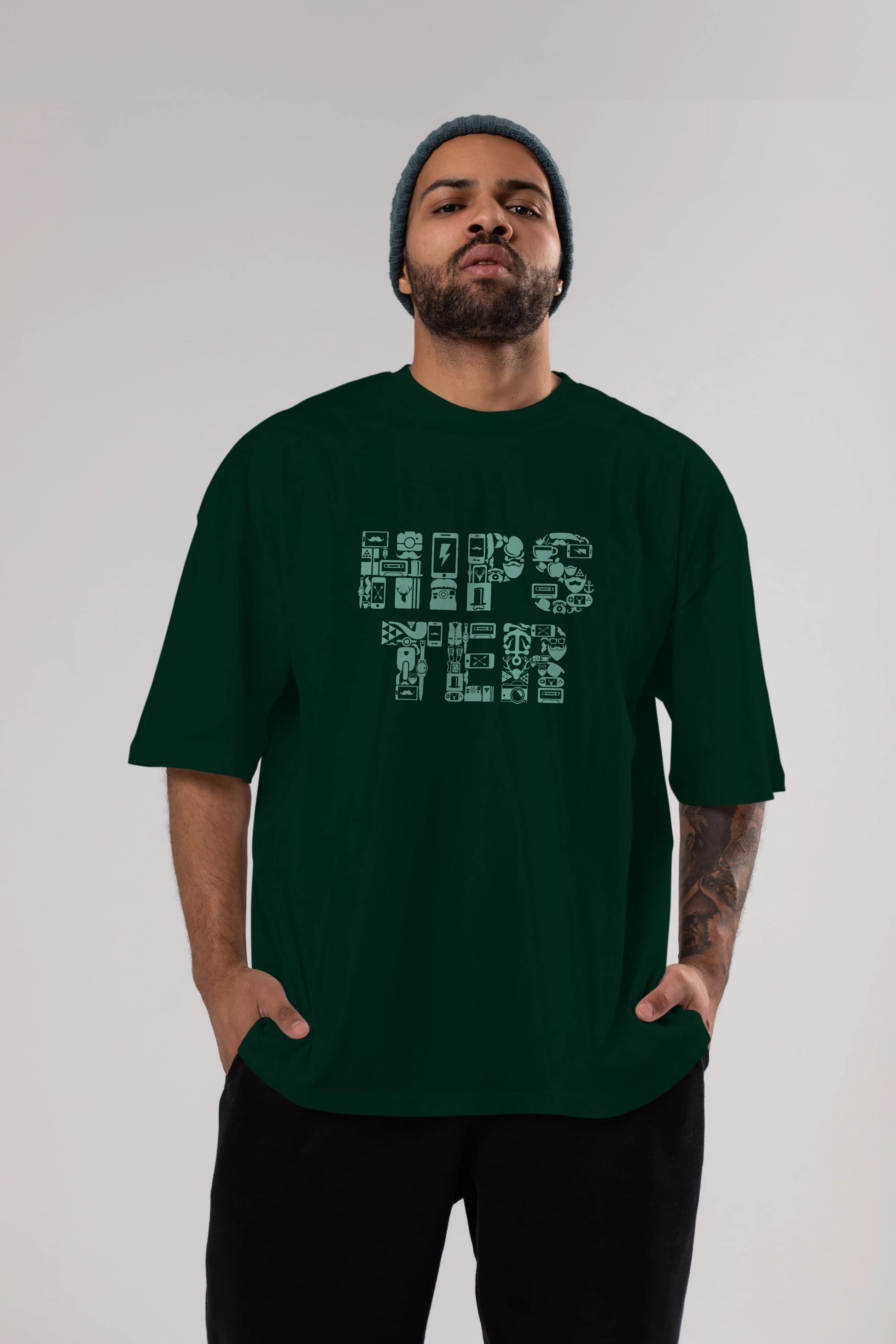 HIPSTER Ön Baskılı Oversize t-shirt %100 pamuk Erkek Kadın Unisex