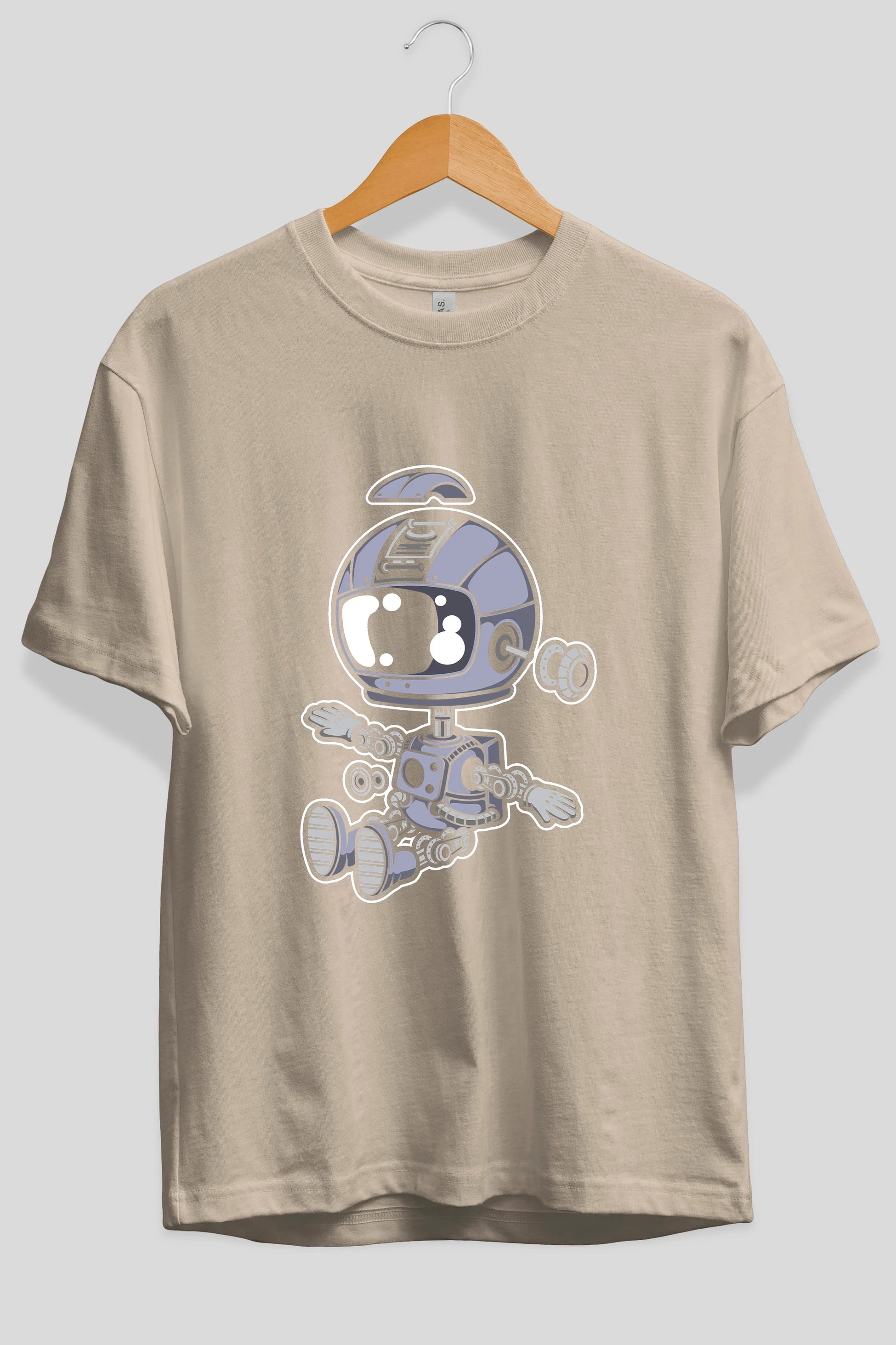 Astronaut Robot Ön Baskılı Oversize t-shirt Erkek Kadın Unisex