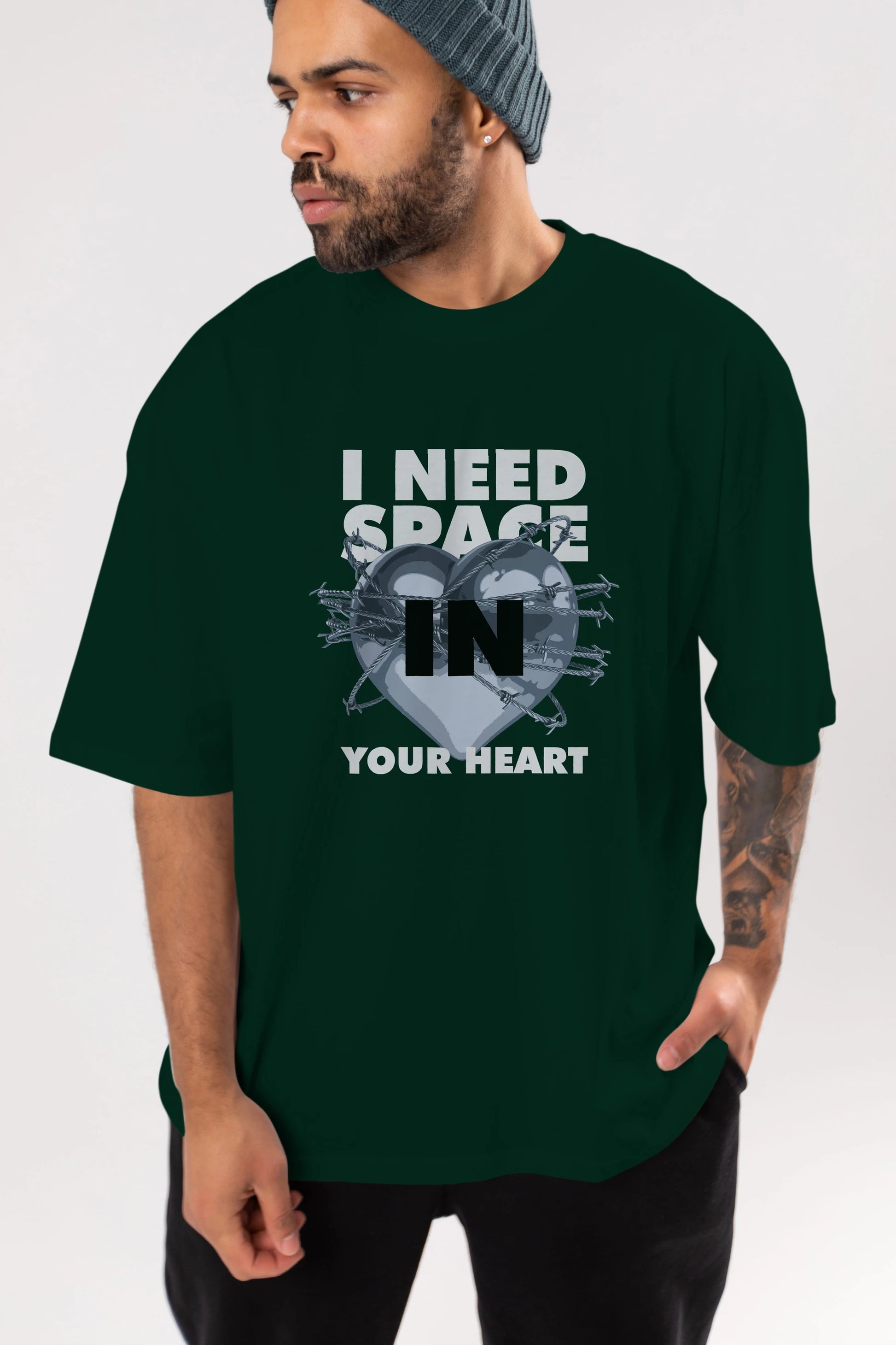 I Need Space Your Heart Ön Baskılı Oversize t-shirt Erkek Kadın Unisex