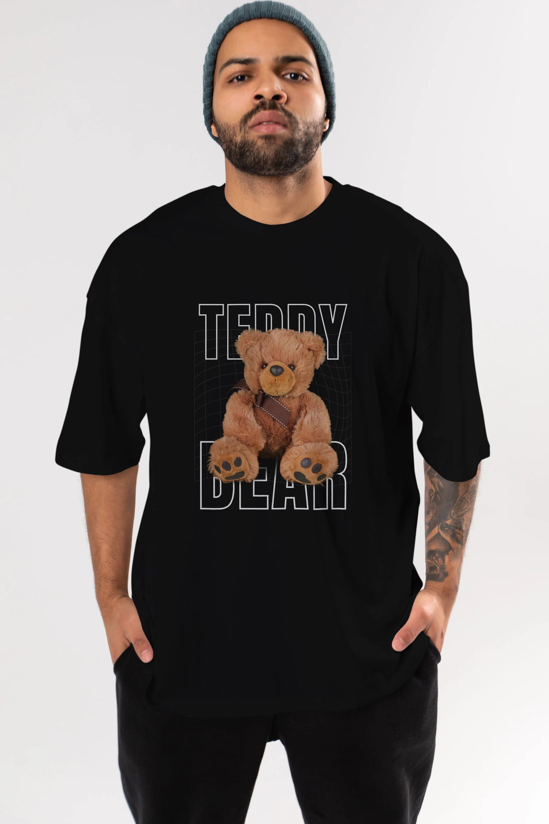 Teddy Bear Yazılı Ön Baskılı Oversize t-shirt Erkek Kadın Unisex %100 Pamuk