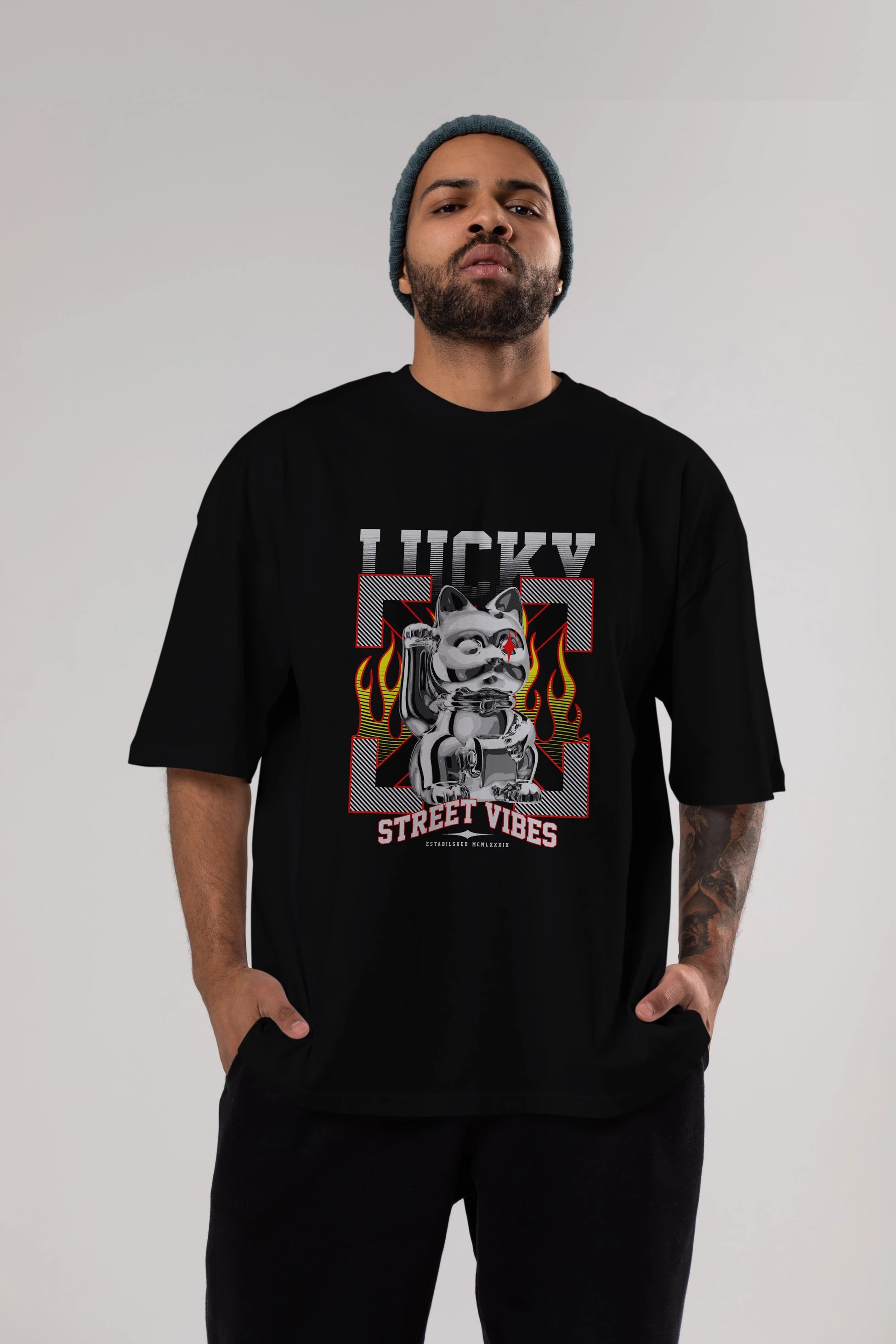 Lucky Street Vibes Ön Baskılı Oversize t-shirt Erkek Kadın Unisex