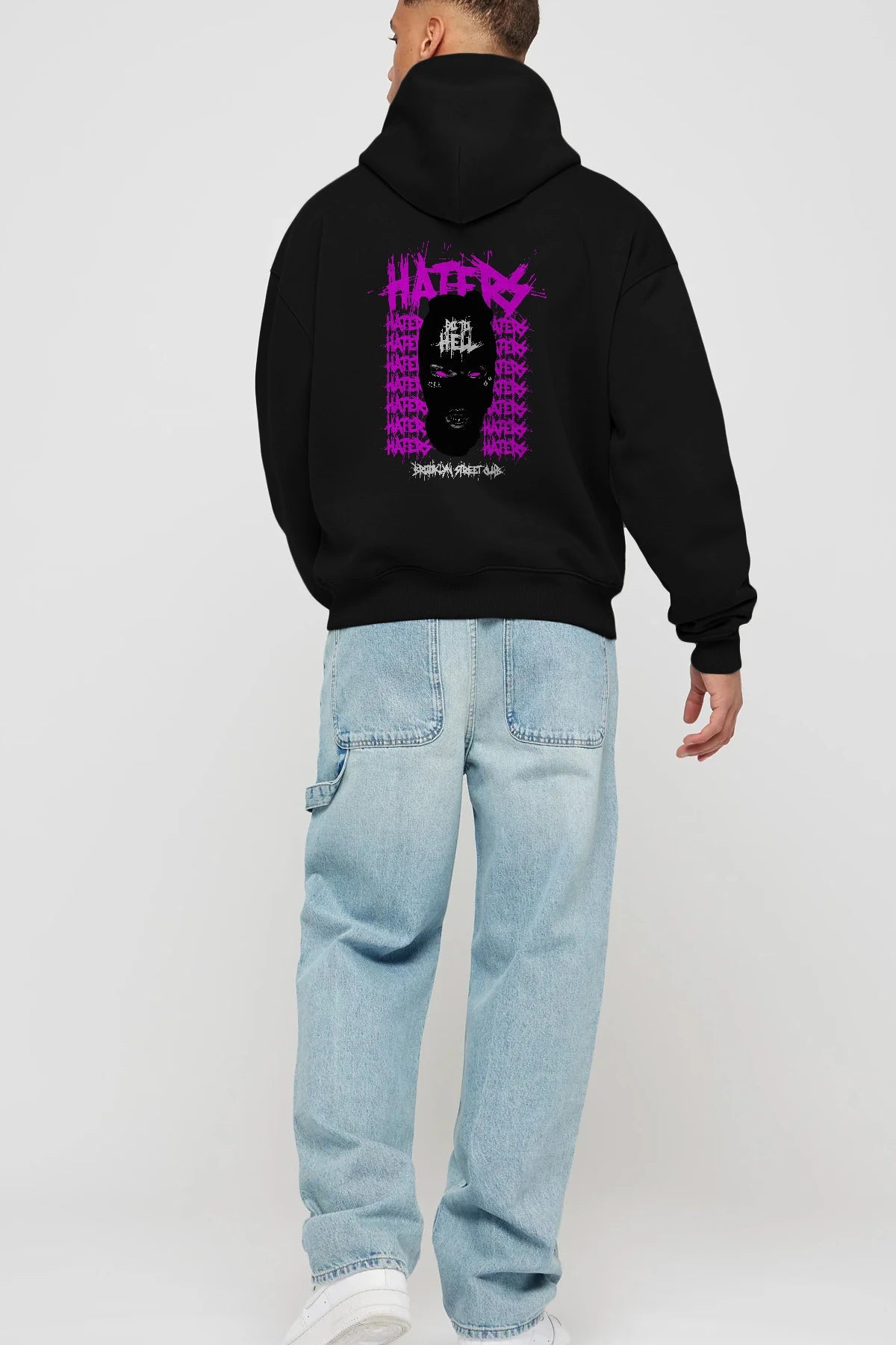 Haters Brooklyn Street Club Arka Baskılı Hoodie Oversize Kapüşonlu Sweatshirt Erkek Kadın Unisex