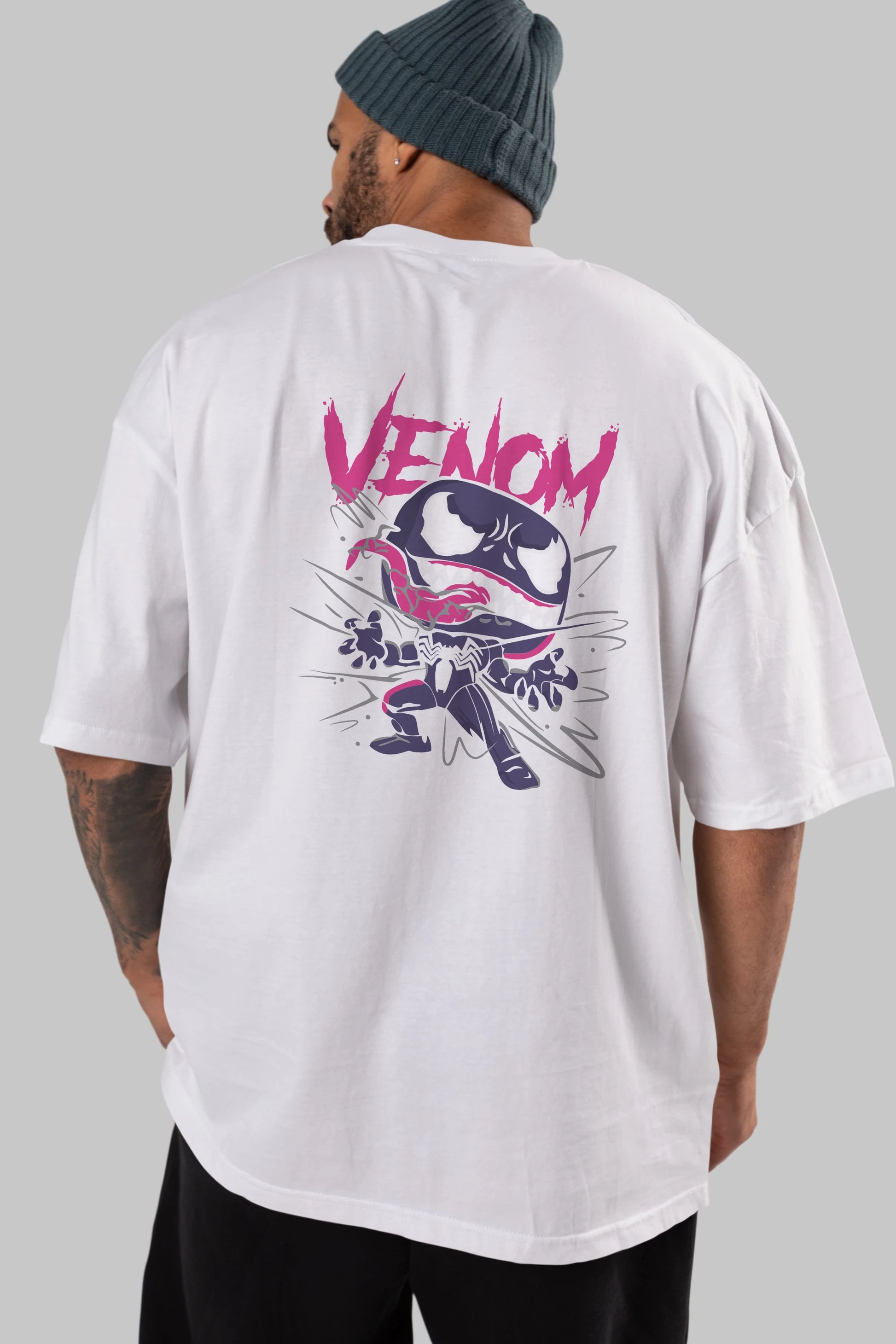 Venom (20) Arka Baskılı Oversize t-shirt Erkek Kadın Unisex %100 Pamuk Bisiklet Yaka tişort