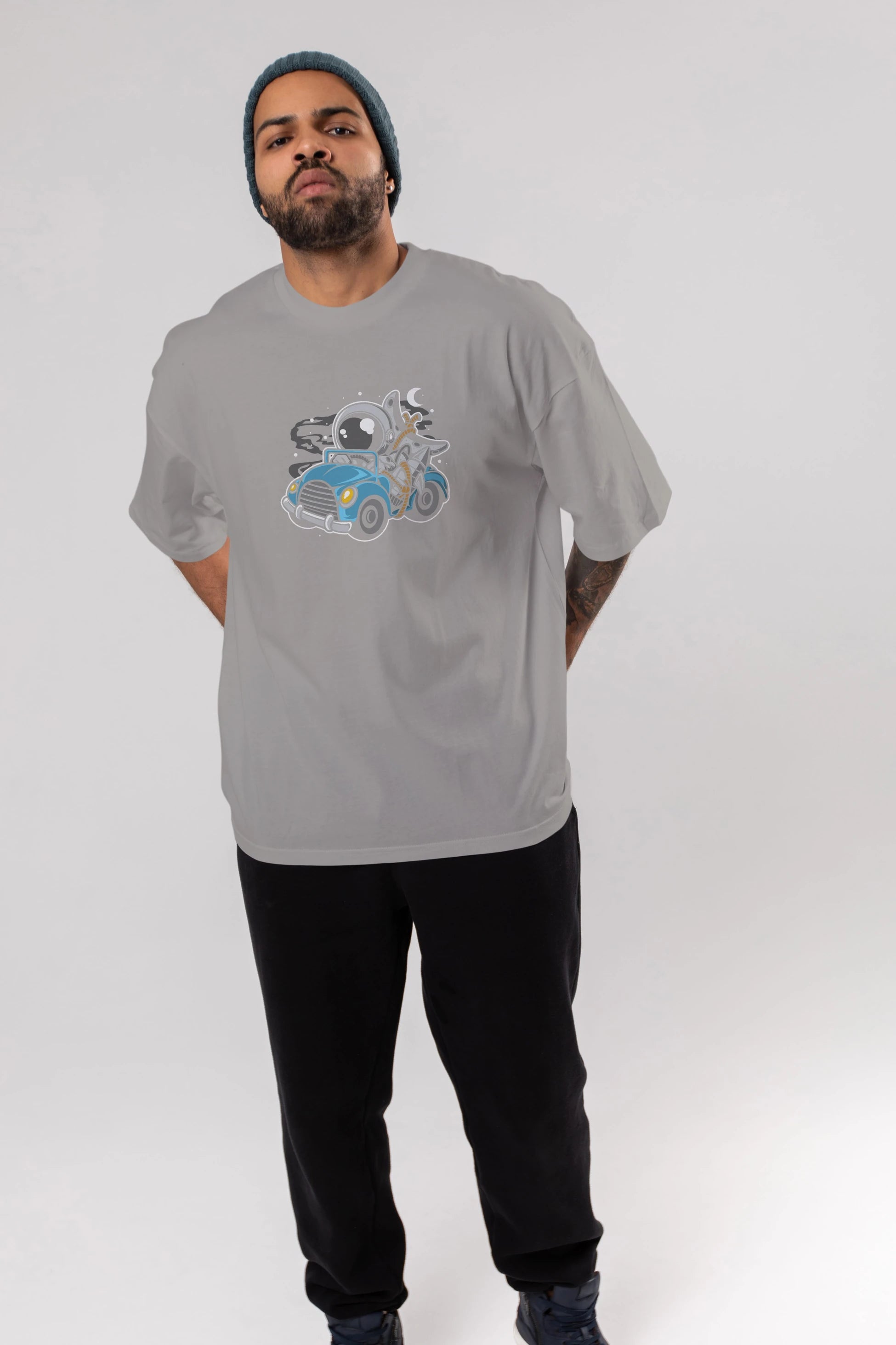 Astronaut Journey Ön Baskılı Oversize t-shirt Erkek Kadın Unisex
