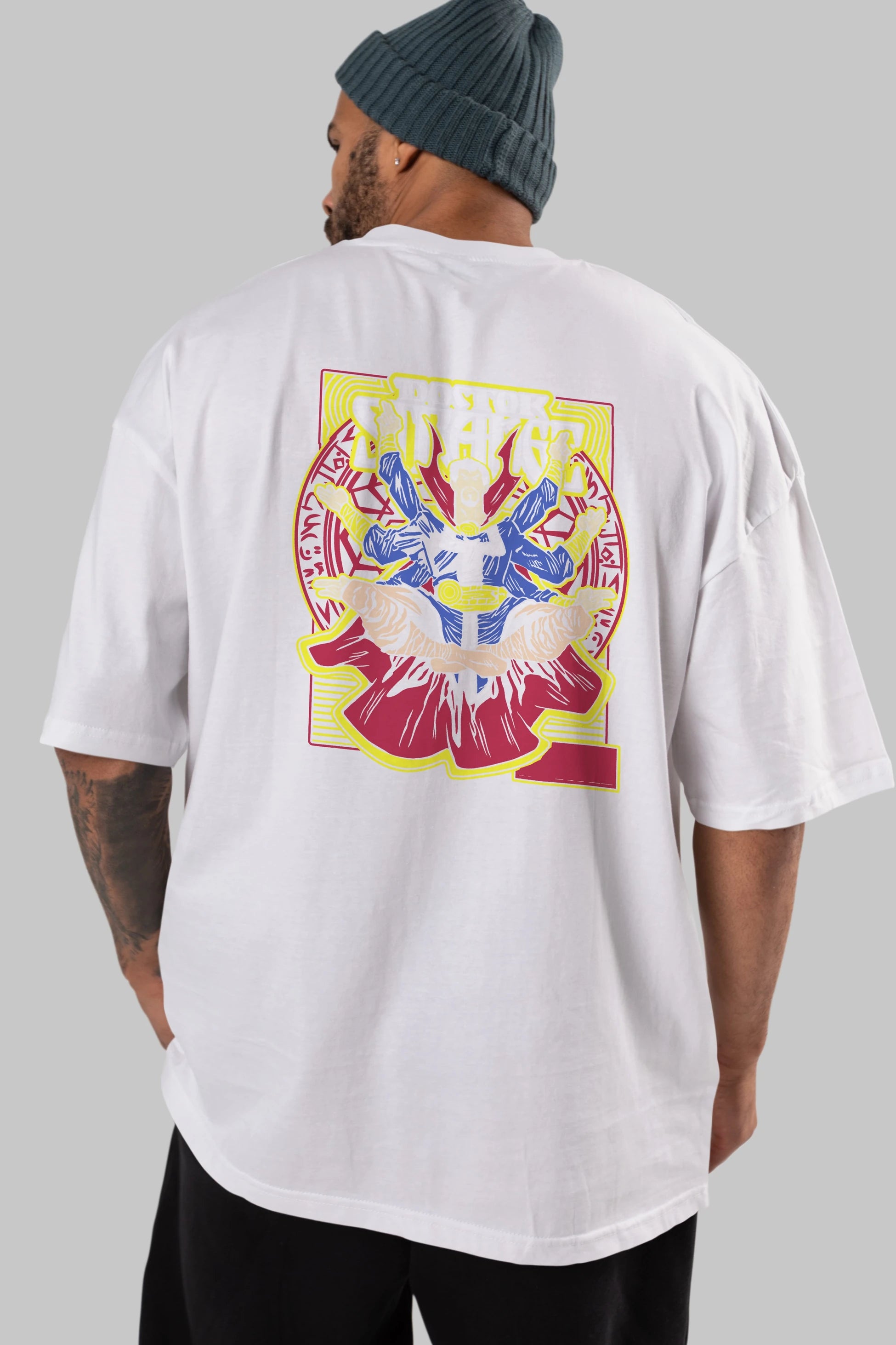 Doctor Strange (1) Arka Baskılı Oversize t-shirt Erkek Kadın Unisex %100 Pamuk Bisiklet Yaka tişort