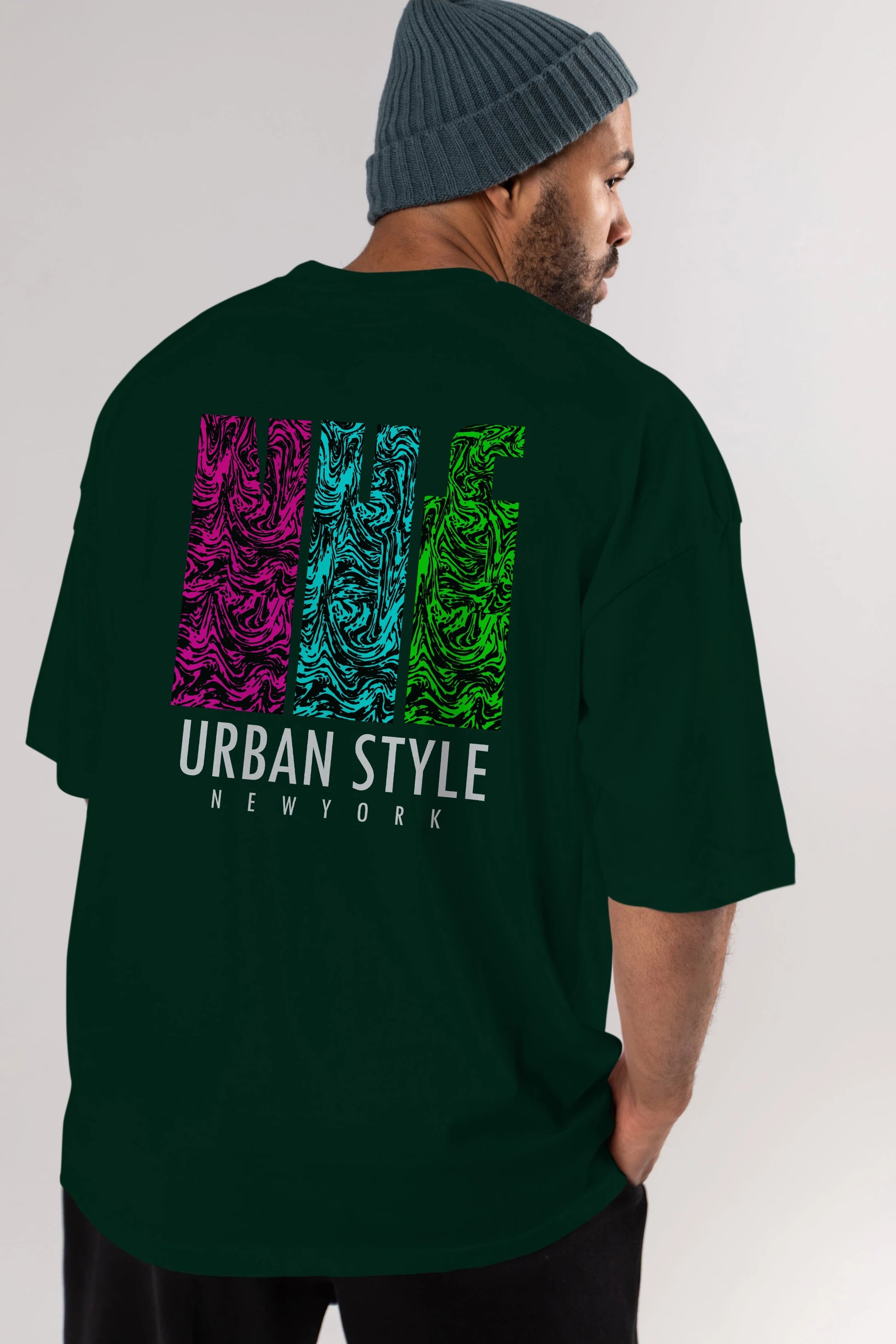 Urban Style Newyork Arka Baskılı Oversize t-shirt Erkek Kadın Unisex