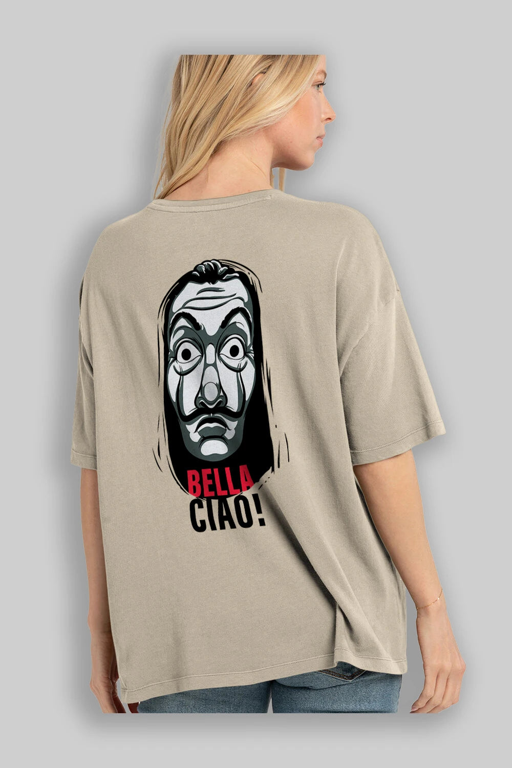 La Casa De Papel (12) Arka Baskılı Oversize t-shirt Erkek Kadın Unisex %100 Pamuk Bisiklet Yaka tişort