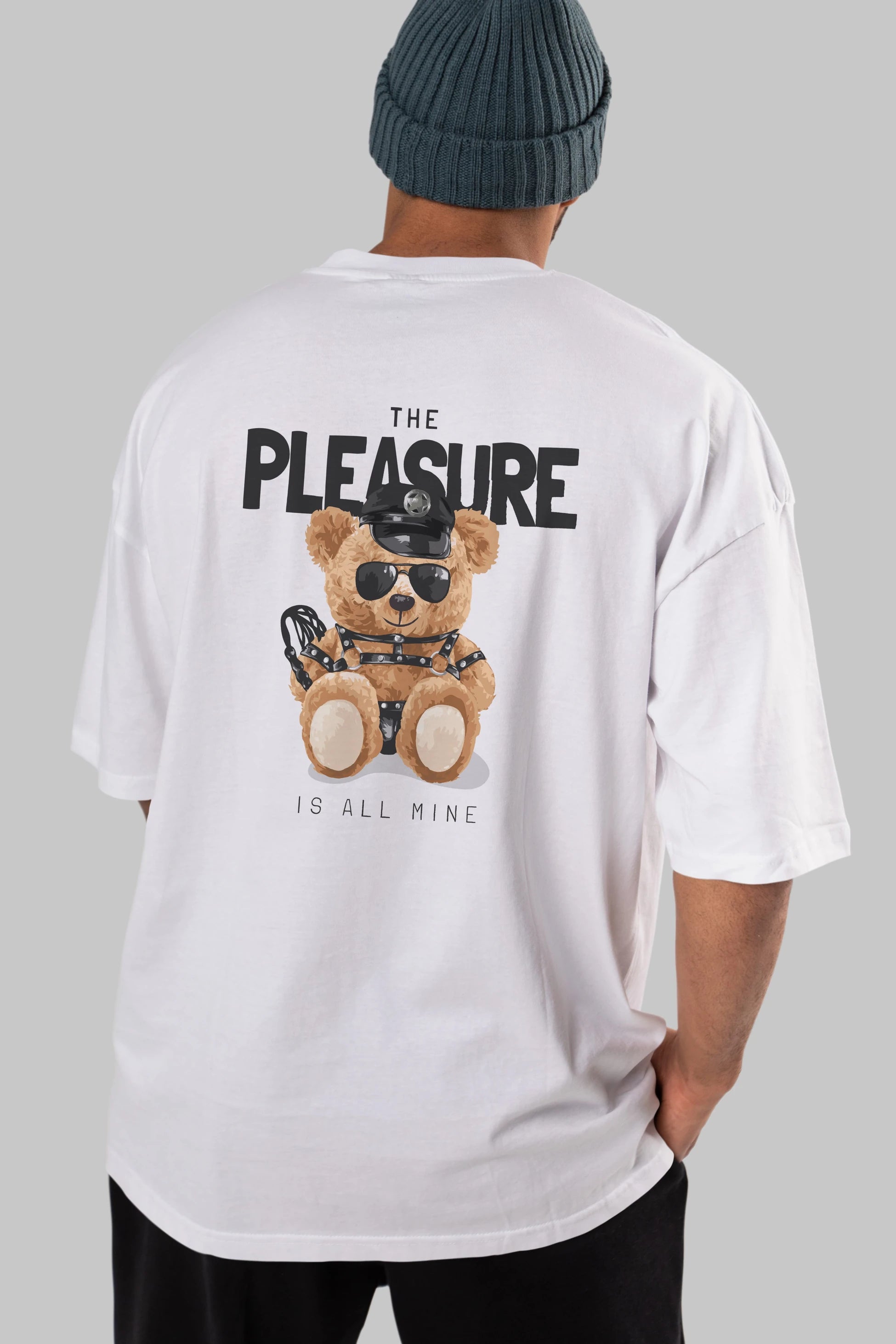 Teddy Bear The Pleasure Arka Baskılı Oversize t-shirt Erkek Kadın Unisex %100 Pamuk