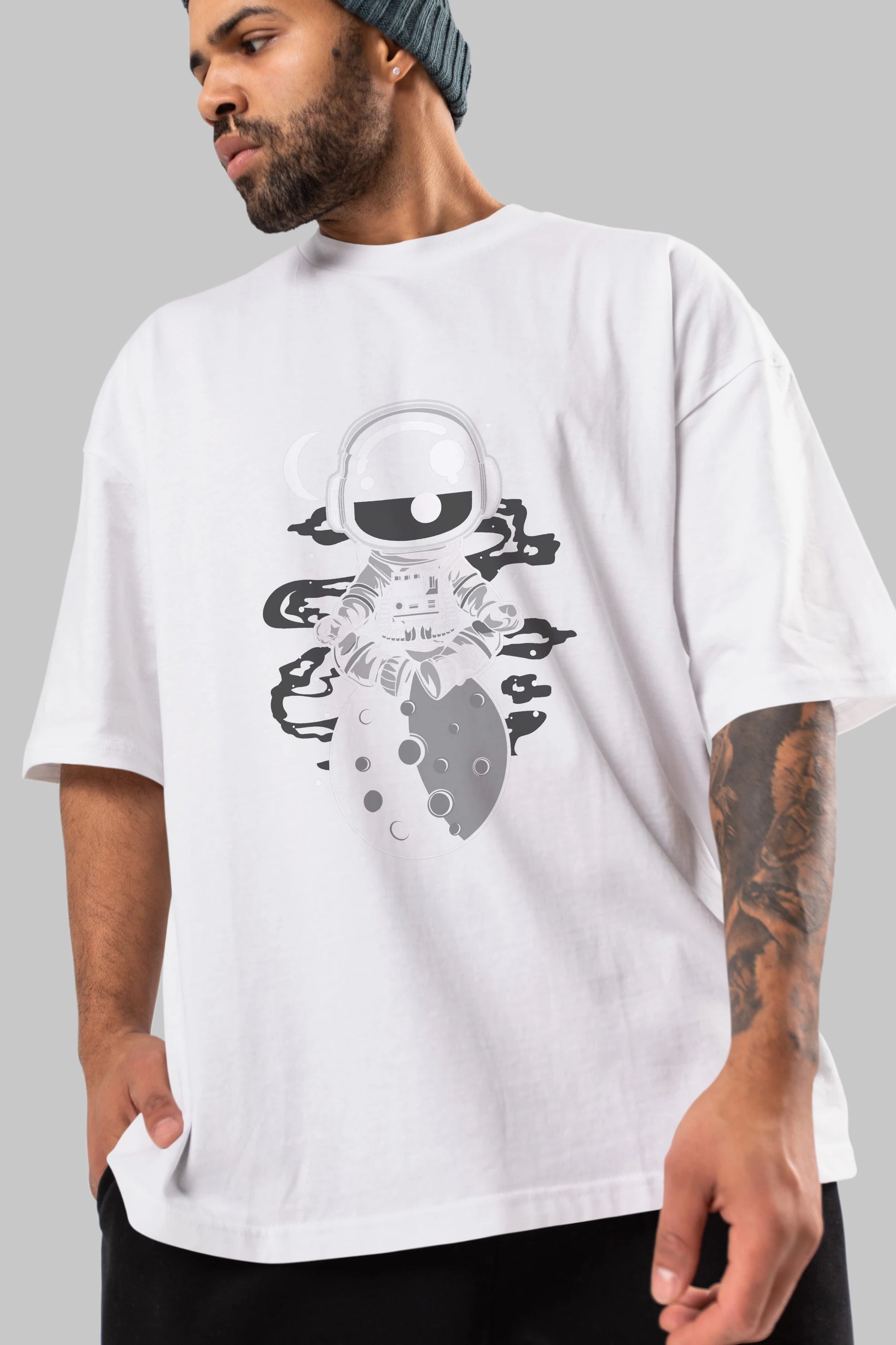 Astronaut Yoga Ön Baskılı Oversize t-shirt Erkek Kadın Unisex