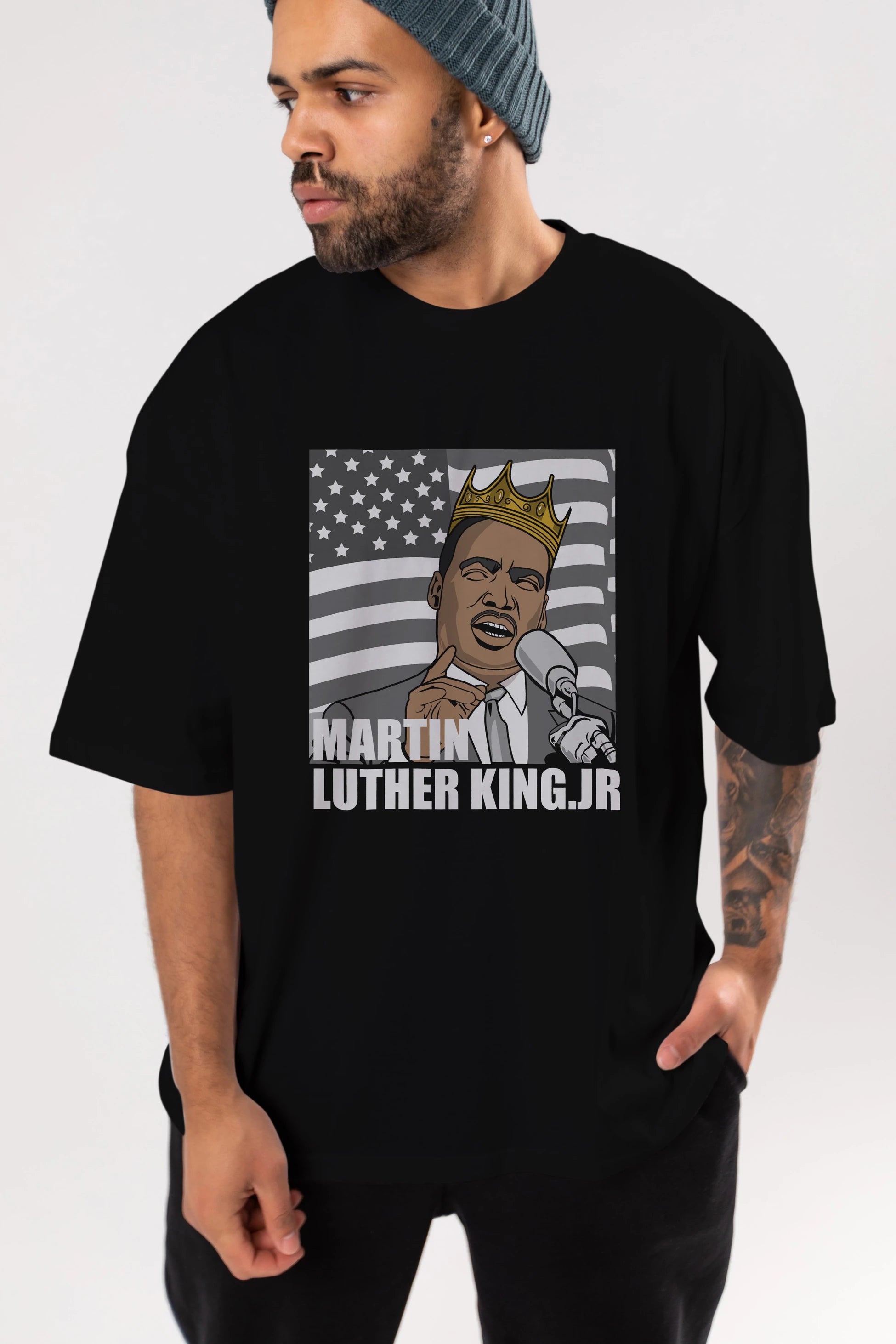 Luther King Ön Baskılı Oversize t-shirt Erkek Kadın Unisex %100 Pamuk tişort