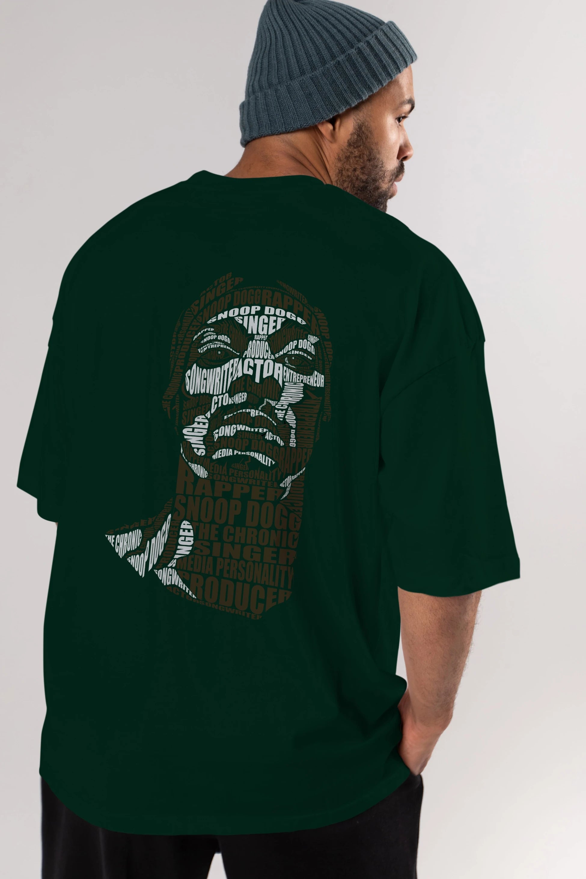 Snoop Dogg Calligram Arka Baskılı Oversize t-shirt %100 pamuk Erkek Kadın Unisex