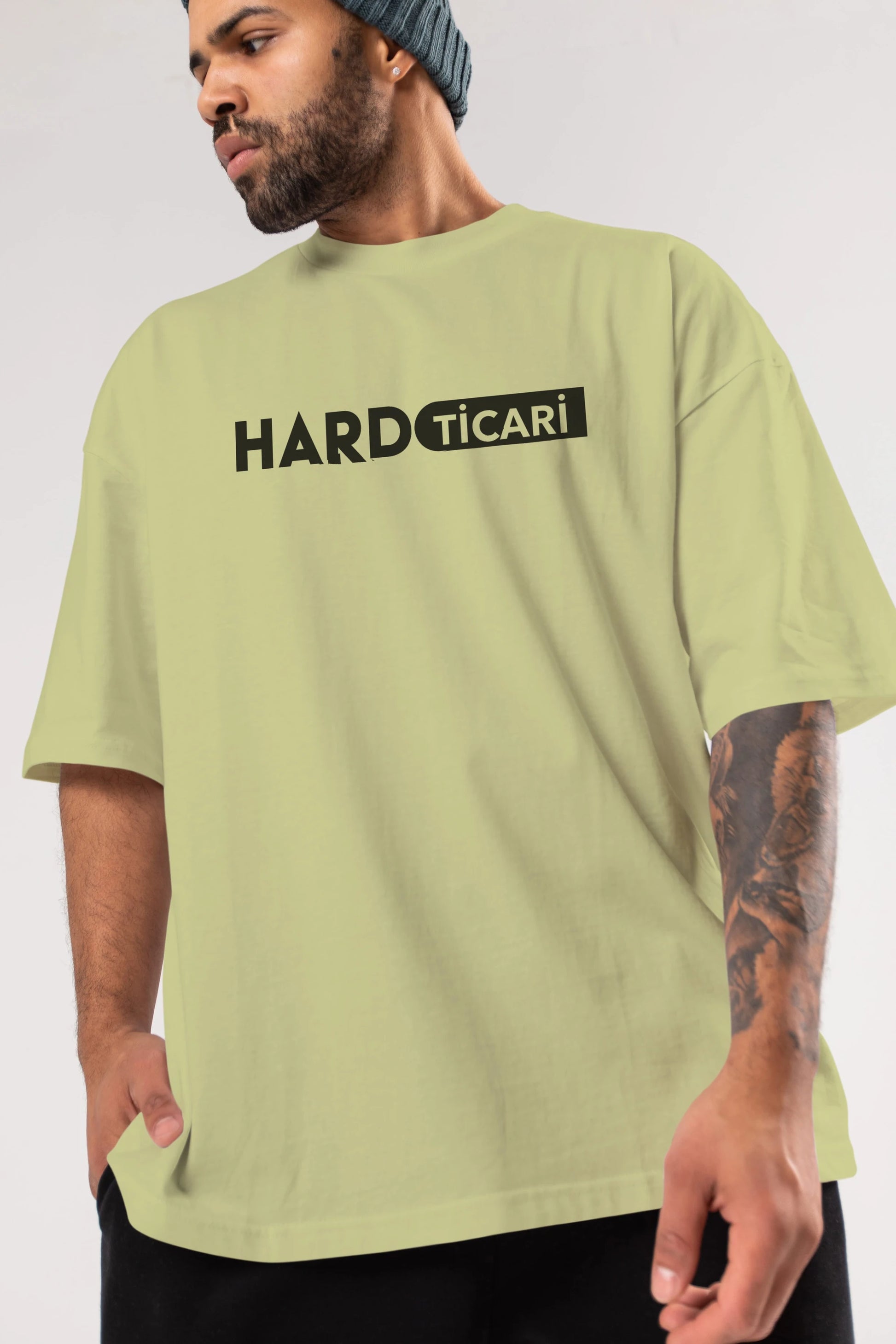 Hard Ticari Ön Baskılı Oversize t-shirt %100 pamuk Erkek Kadın Unisex
