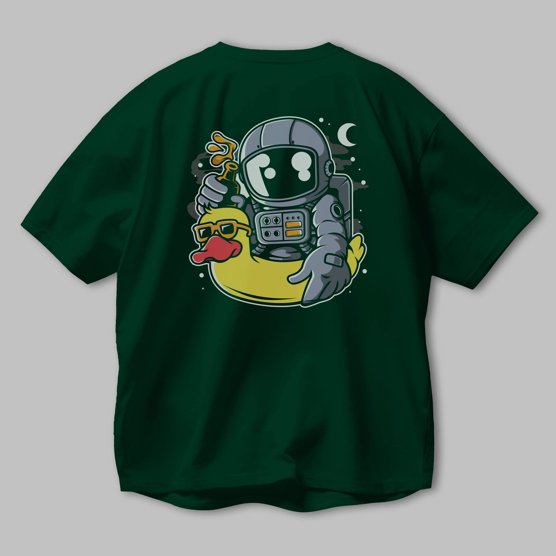 Astronaut Duck Balloon Arka Baskılı Oversize t-shirt Erkek Kadın Unisex