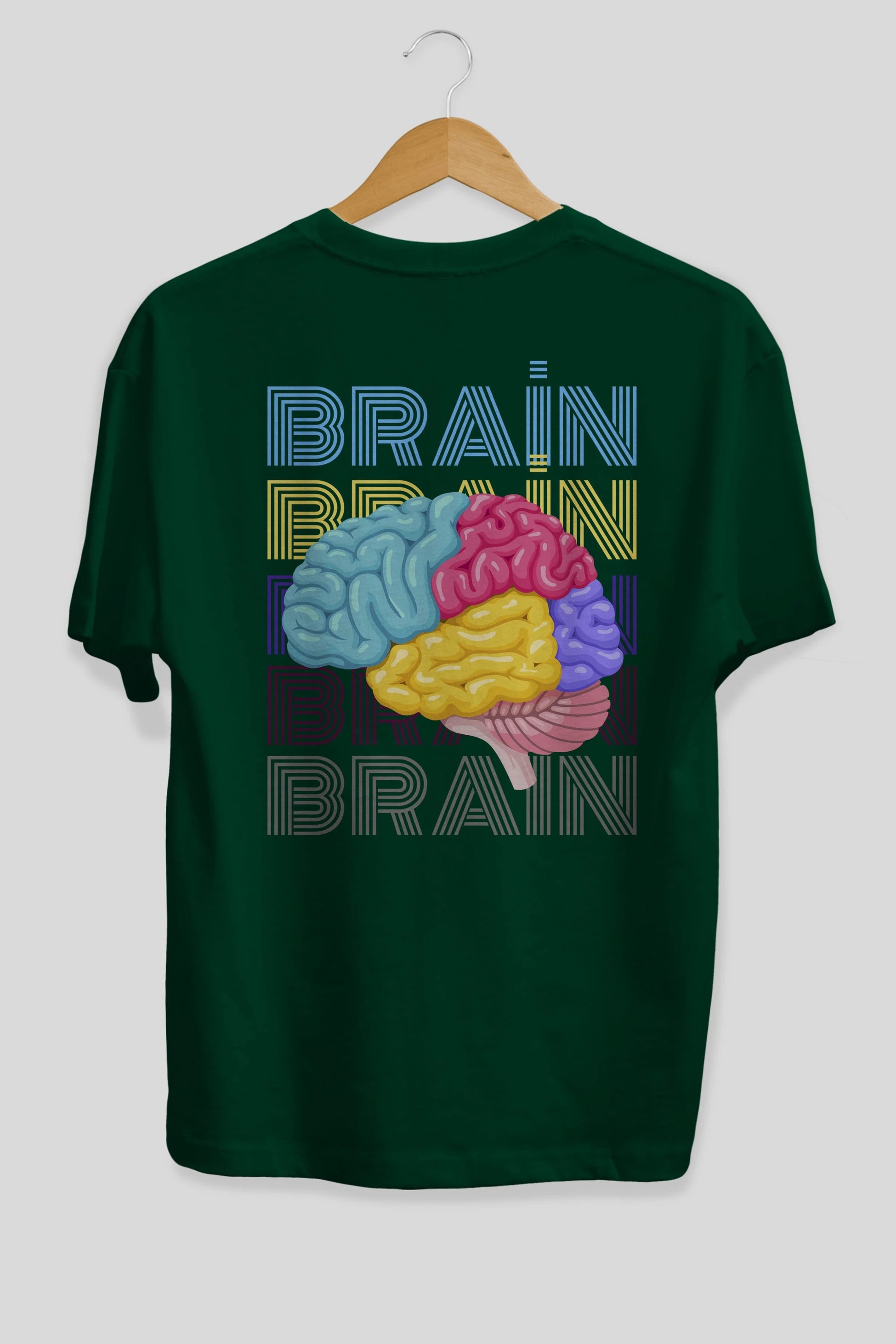Brain Yazılı Arka Baskılı Oversize t-shirt Erkek Kadın Unisex