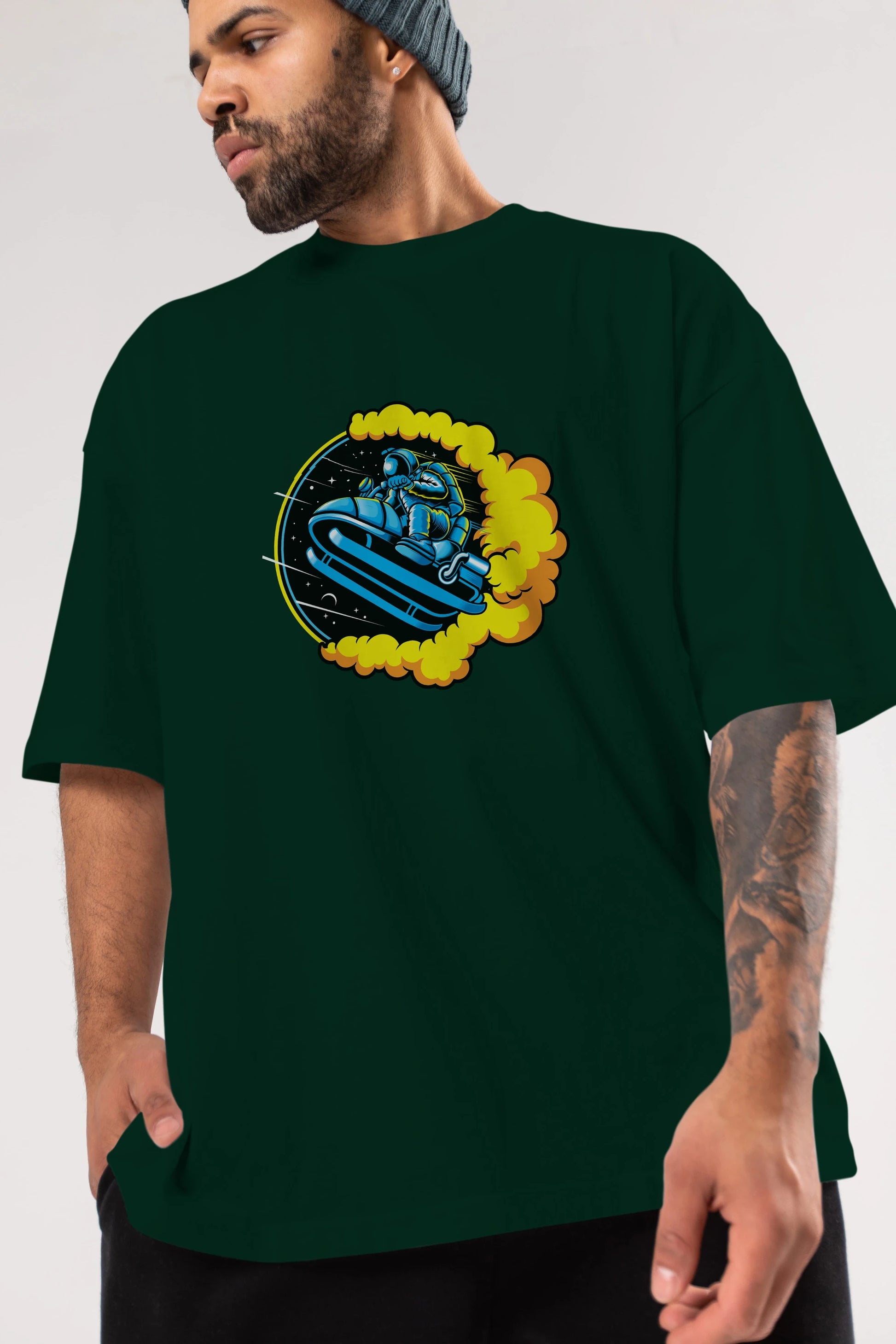 Astrojump with Snowmobile Ön Baskılı Oversize t-shirt Erkek Kadın Unisex