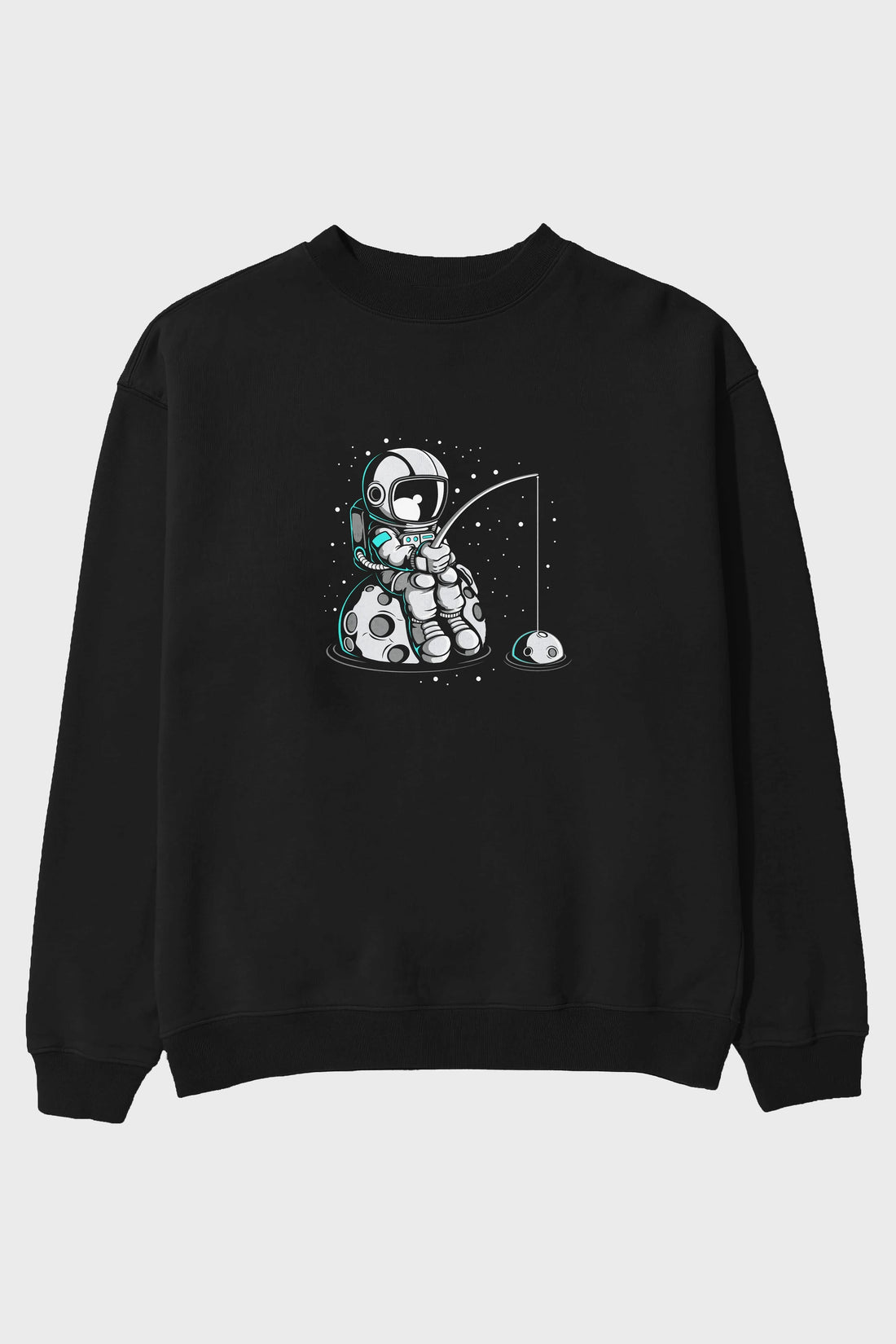 Astronaut Fishing Ön Baskılı Oversize Sweatshirt Erkek Kadın Unisex