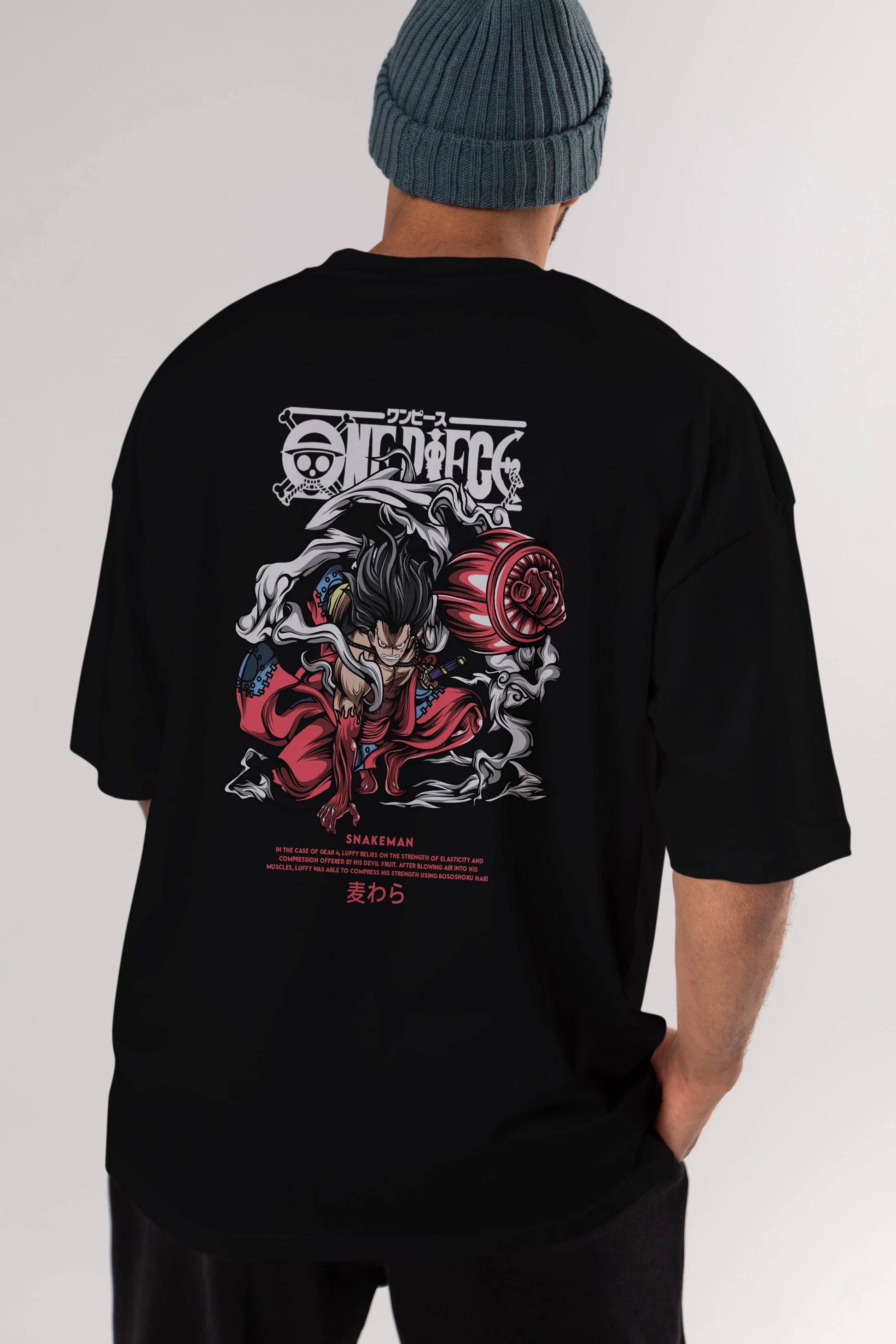 One Piece Snakeman Anime Arka Baskılı Oversize t-shirt Erkek Kadın Unisex