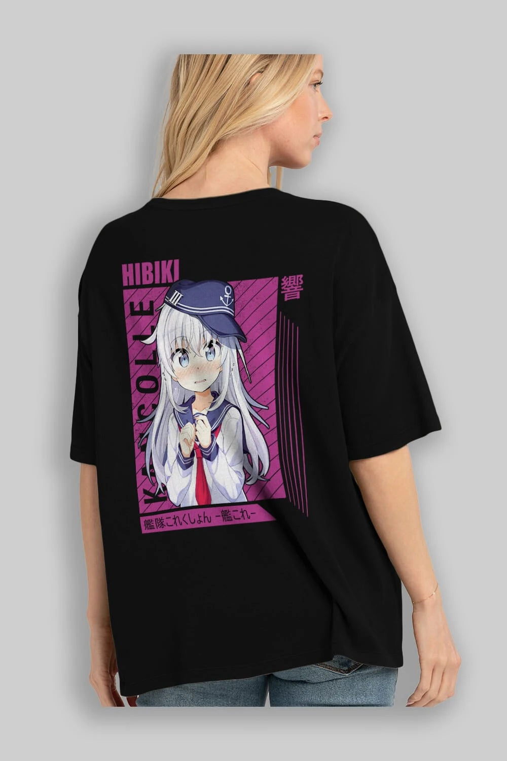 Hibiki 4 Anime Arka Baskılı Oversize t-shirt Erkek Kadın Unisex