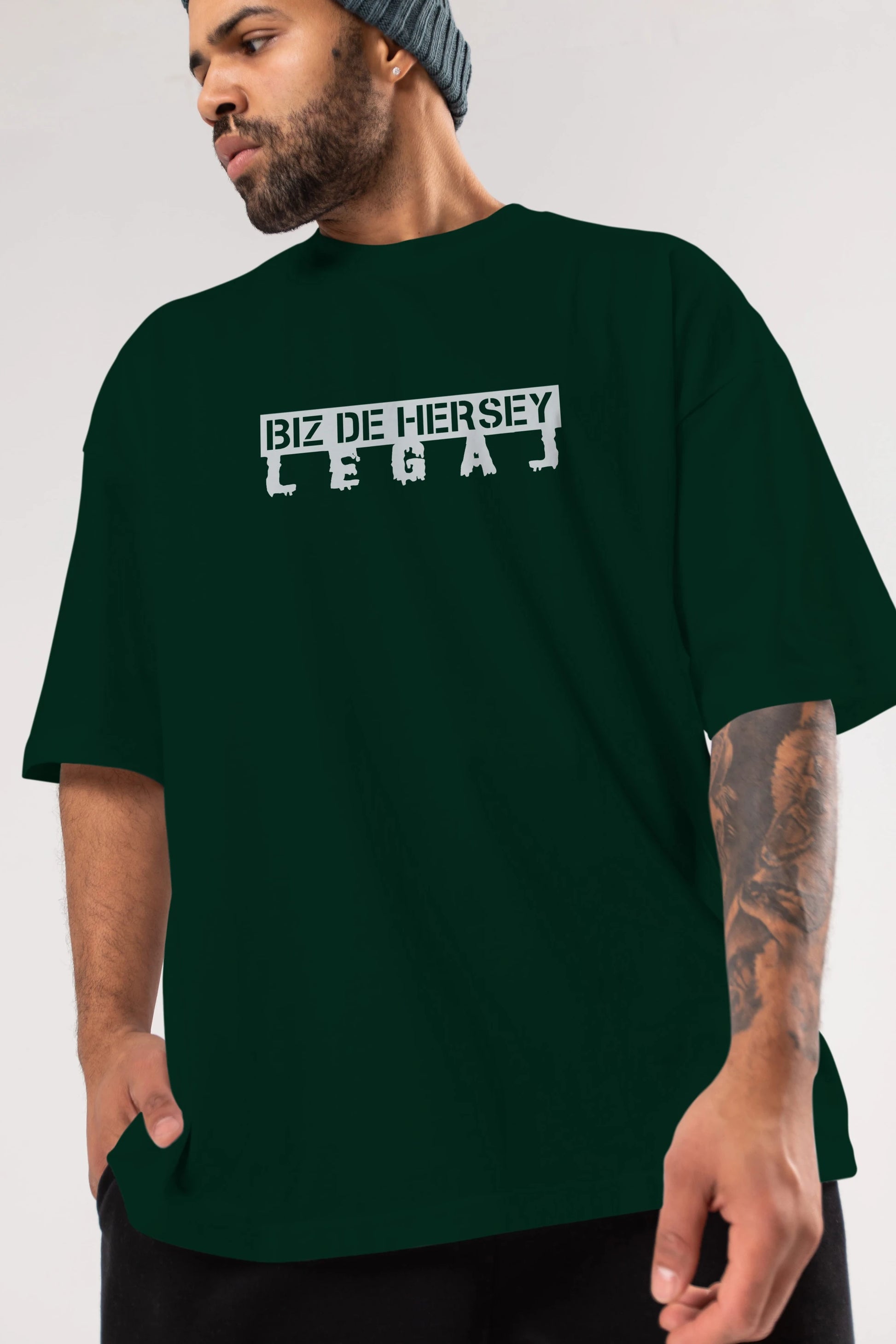 Biz De Herşey Legal Ön Baskılı Oversize t-shirt %100 pamuk Erkek Kadın Unisex