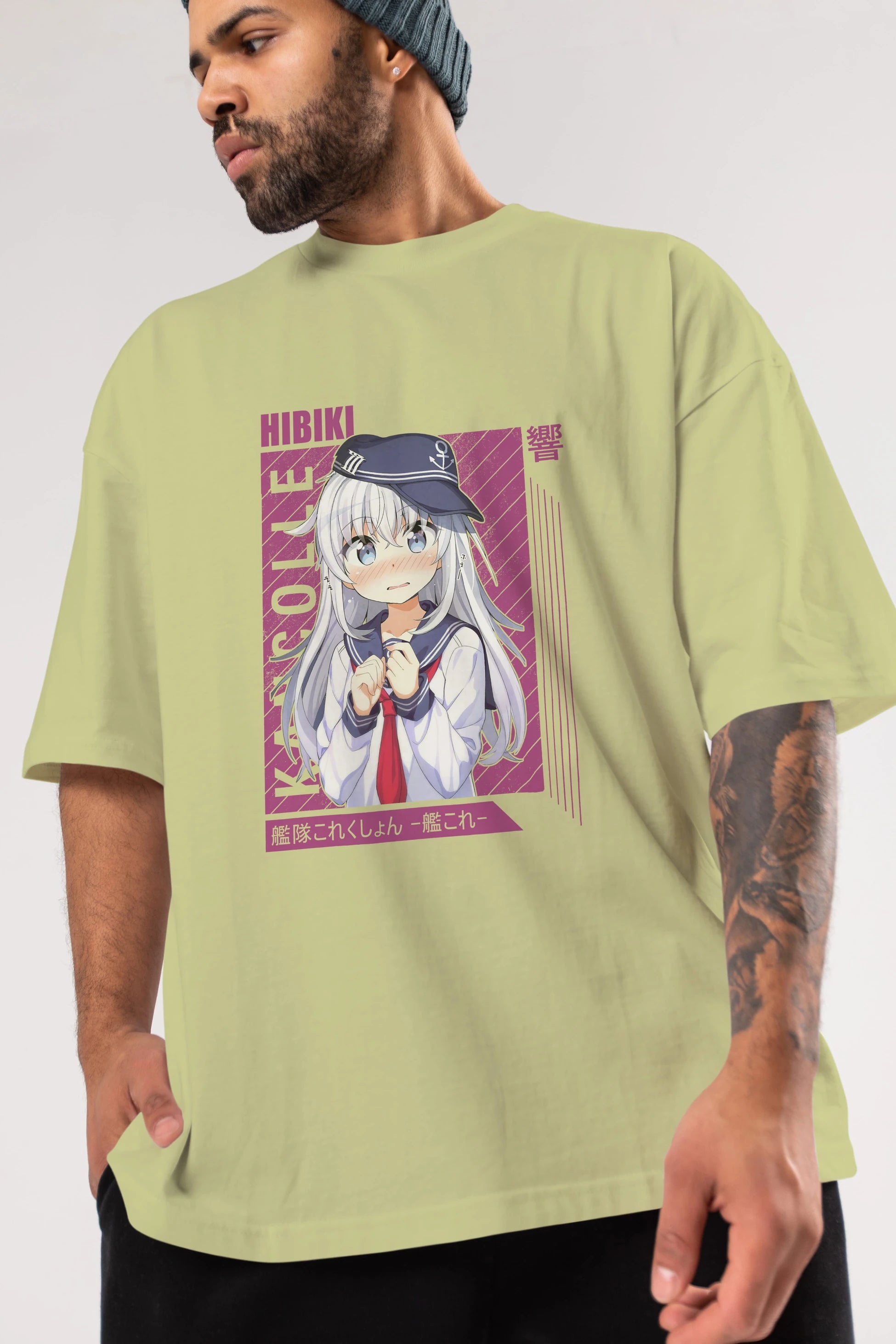 Hibiki 4 Anime Ön Baskılı Oversize t-shirt %100 pamuk Erkek Kadın Unisex
