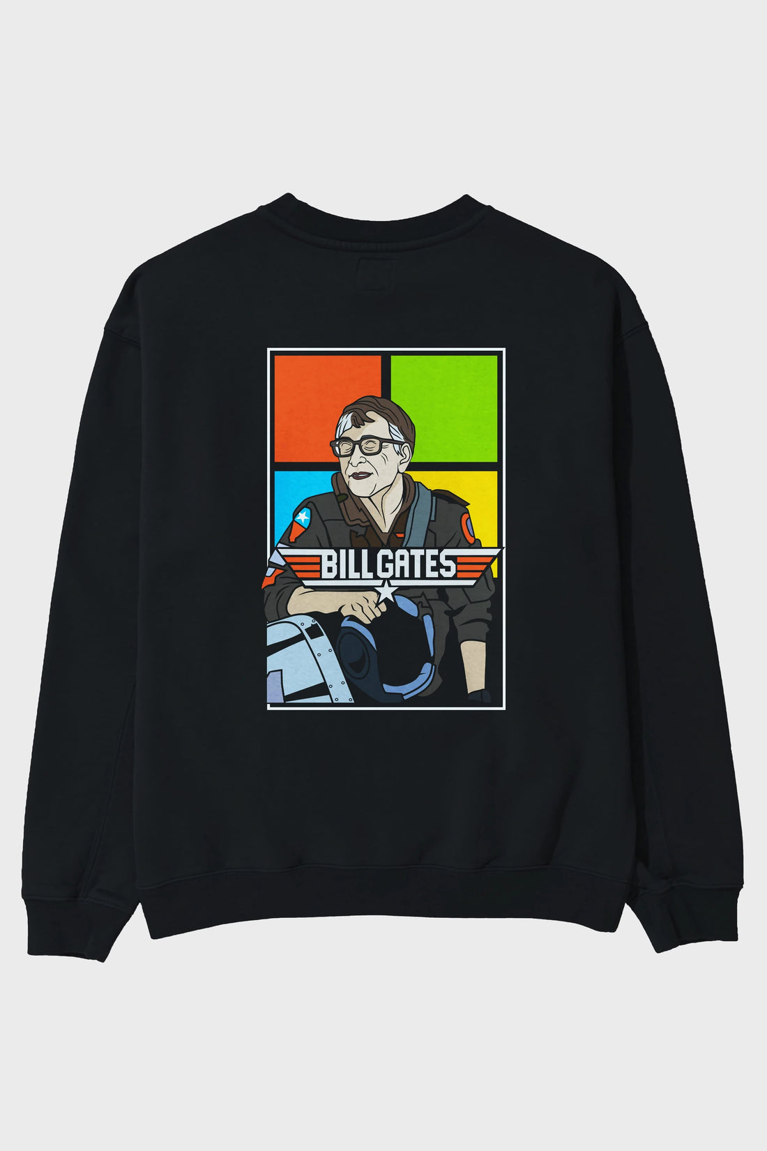 Bill Gates Top Gun Arka Baskılı Oversize Sweatshirt Erkek Kadın Unisex