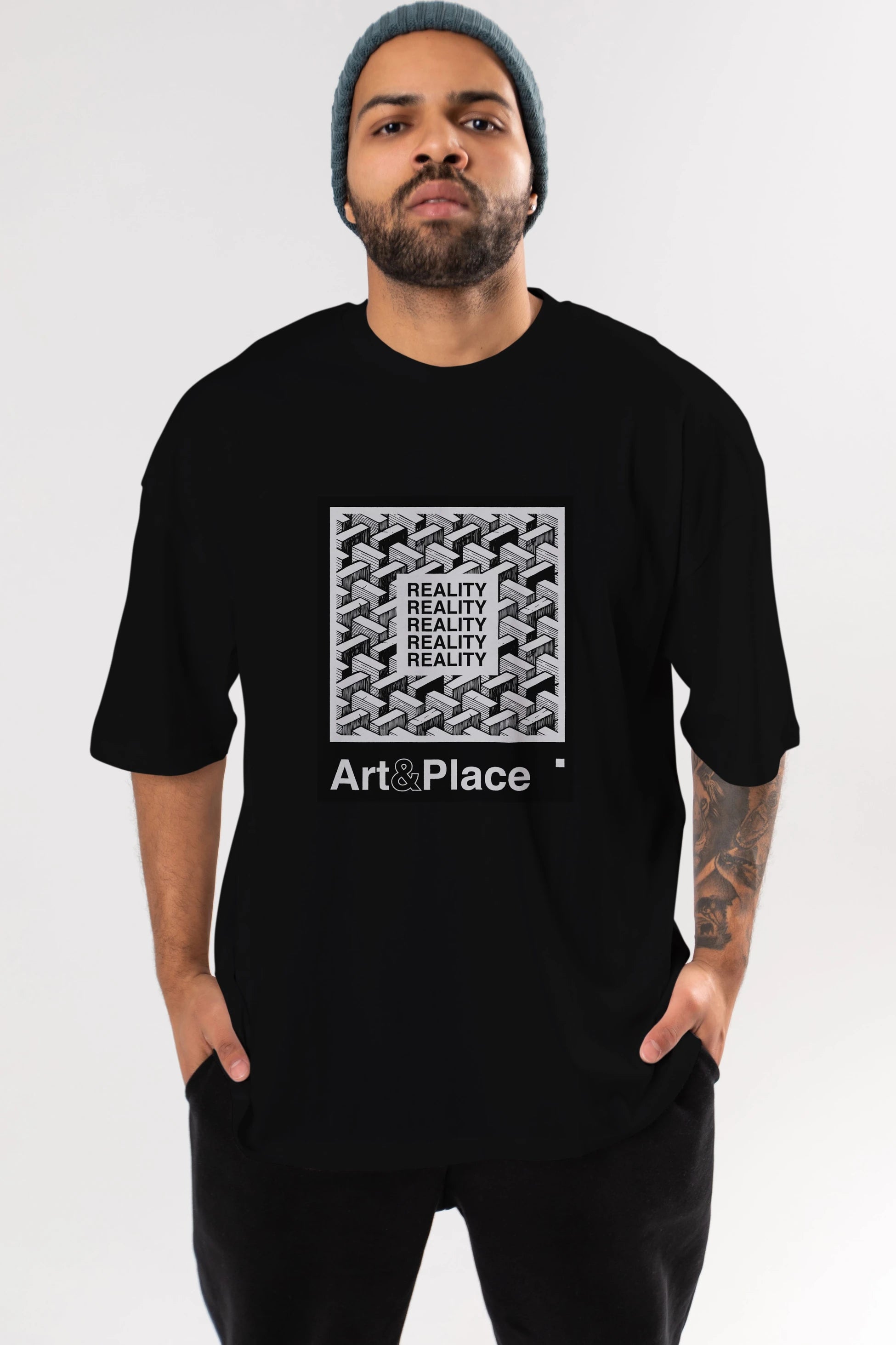 Reality Ön Baskılı Oversize t-shirt Erkek Kadın Unisex