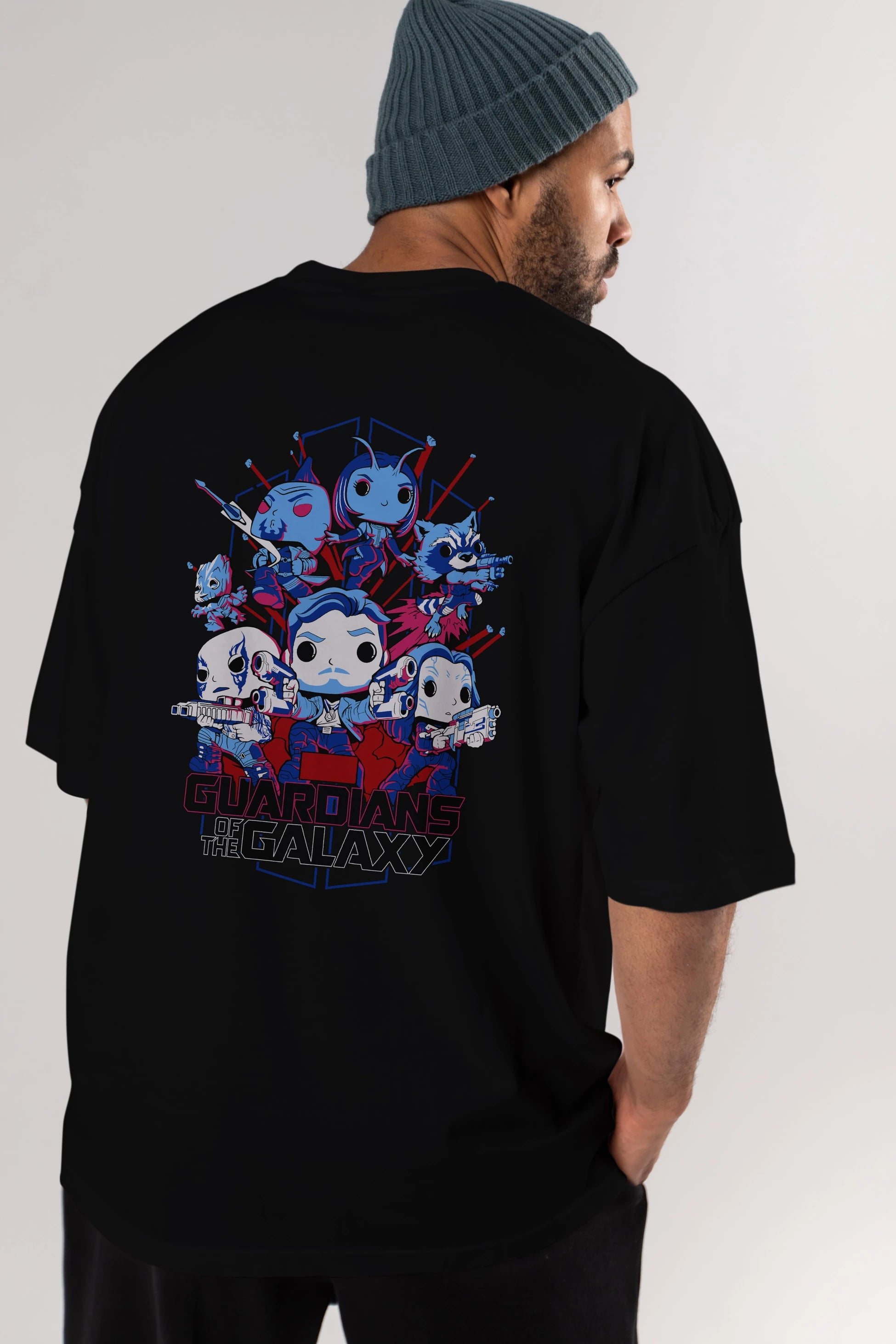 Guardians of the Galaxy Arka Baskılı Oversize t-shirt Erkek Kadın Unisex %100 Pamuk Bisiklet Yaka tişort