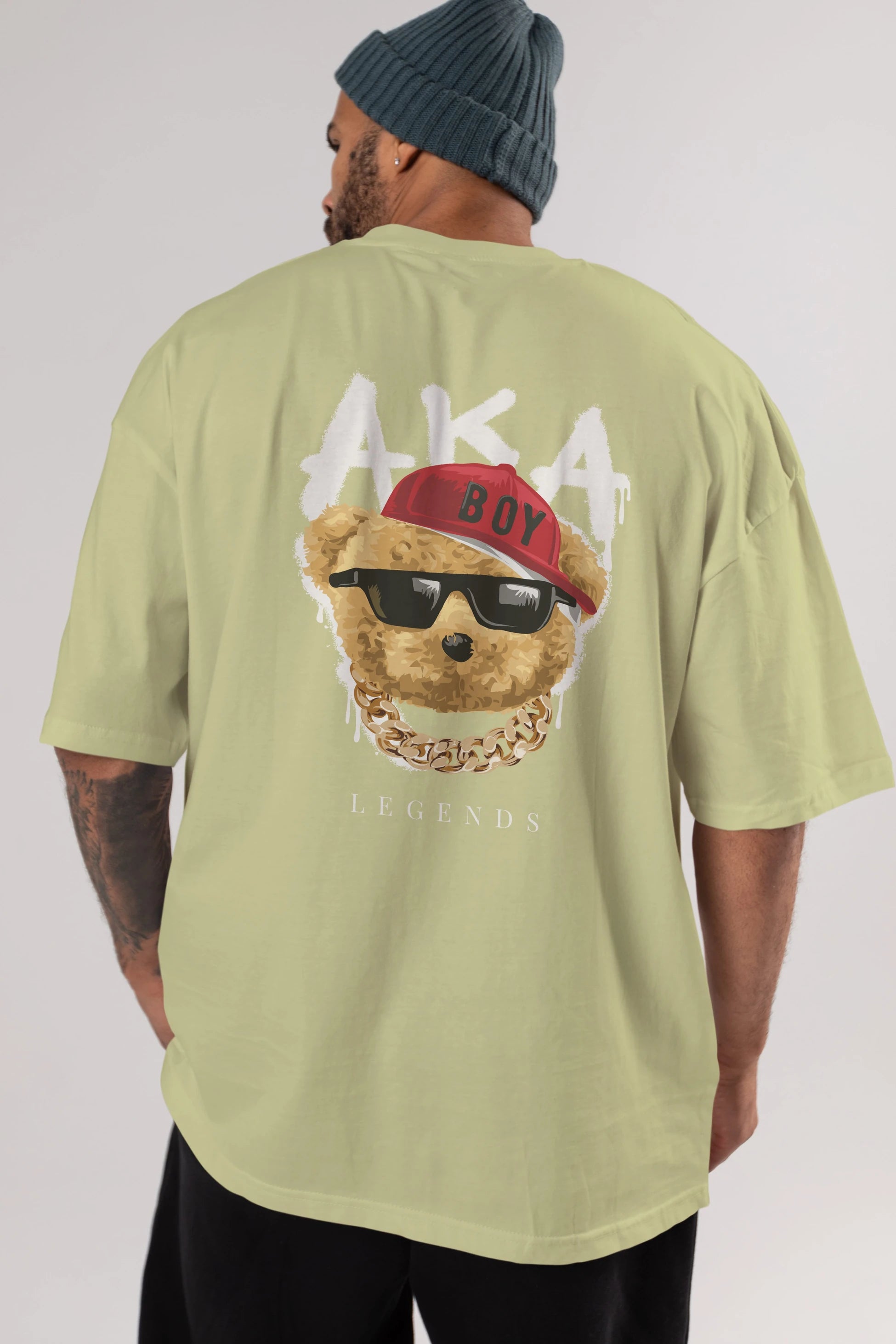 Teddy Bear Legends Arka Baskılı Oversize t-shirt Erkek Kadın Unisex %100 Pamuk