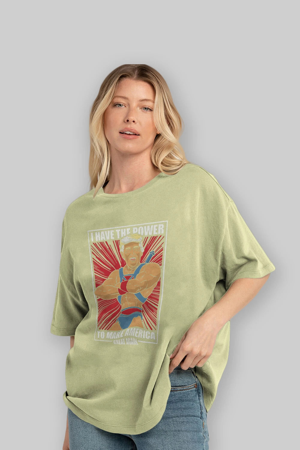 Trump Heman Ön Baskılı Oversize t-shirt Erkek Kadın Unisex %100 Pamuk tişort