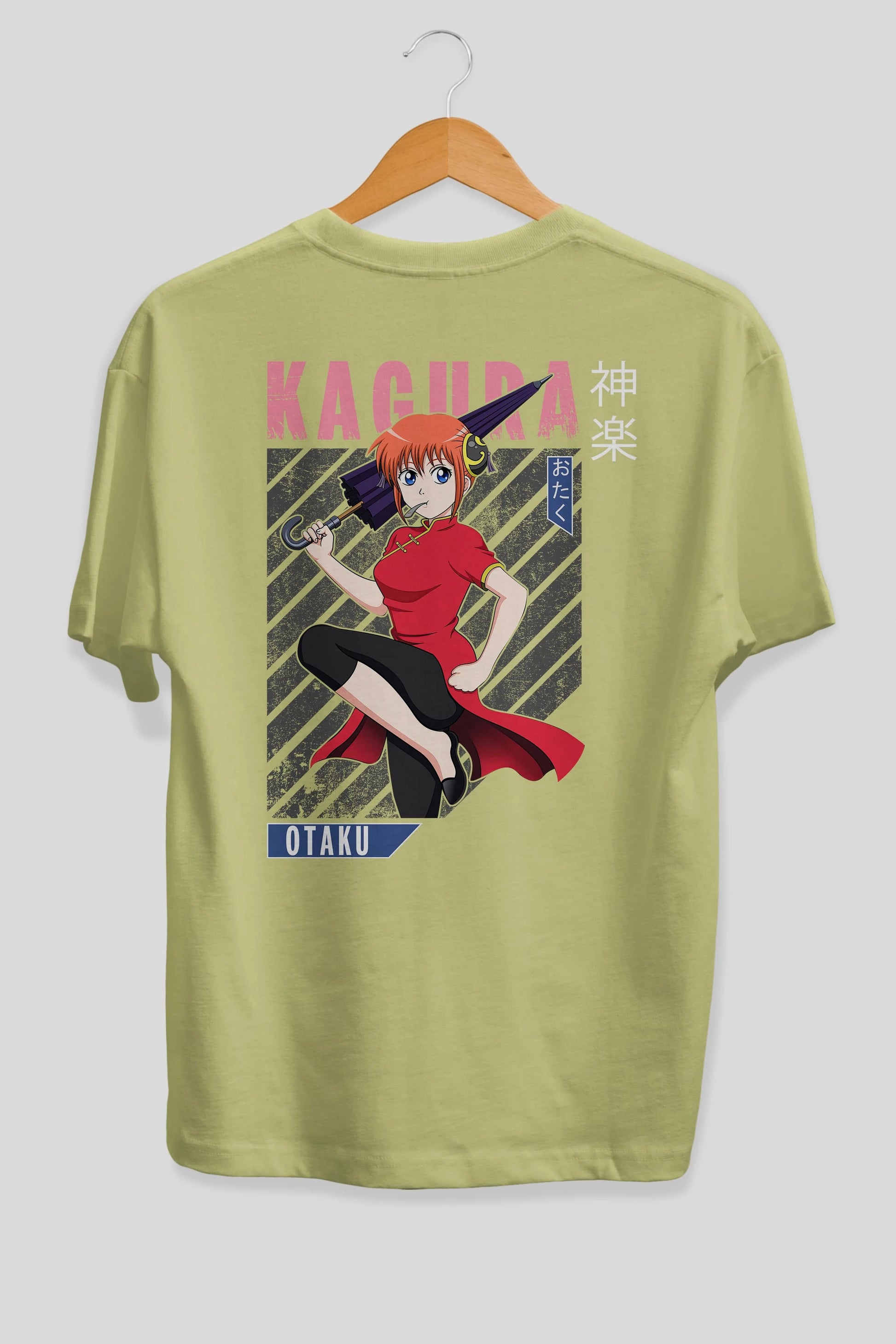 Kagura GINTAMA 1 Anime Arka Baskılı Oversize t-shirt Erkek Kadın Unisex