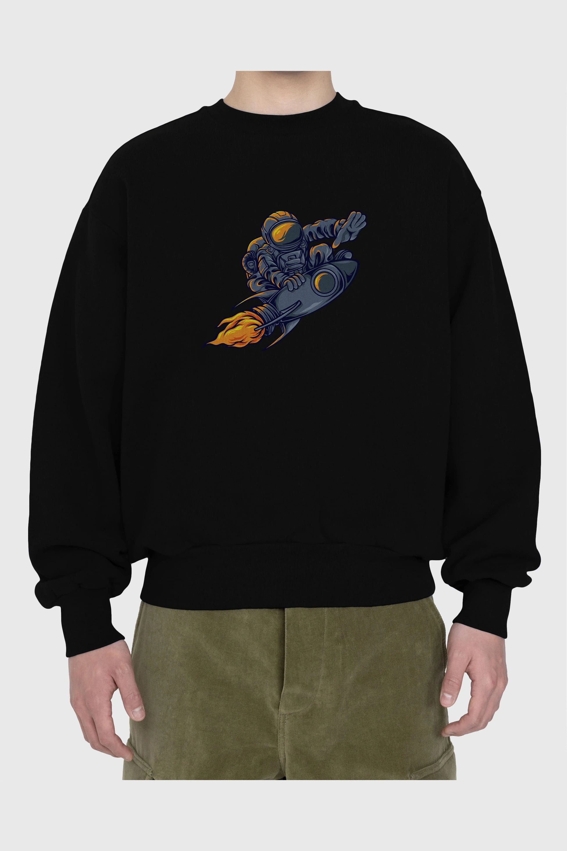 Astrocket Illustration Tshirt Ön Baskılı Oversize Sweatshirt Erkek Kadın Unisex