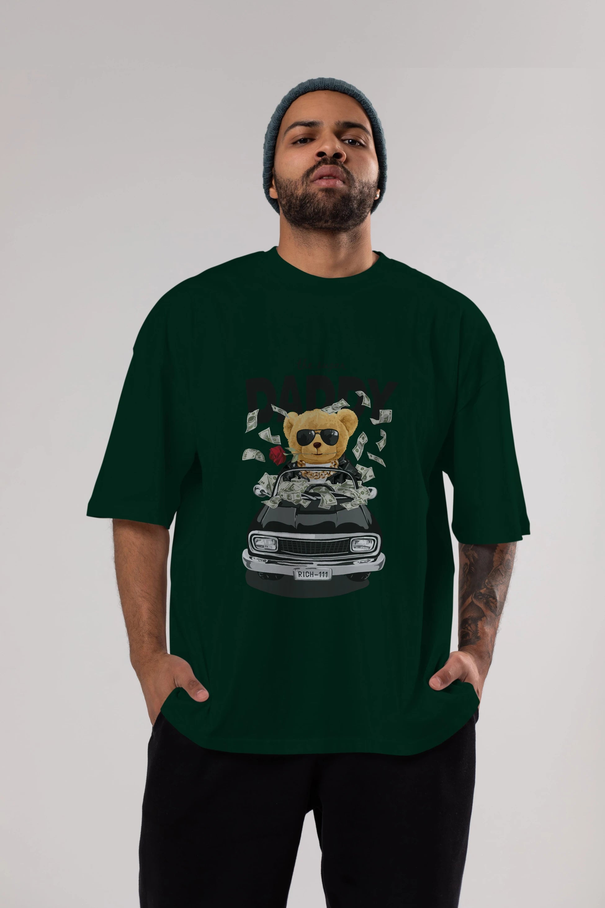 Teddy Bear Daddy Ön Baskılı Oversize t-shirt Erkek Kadın Unisex %100 Pamuk