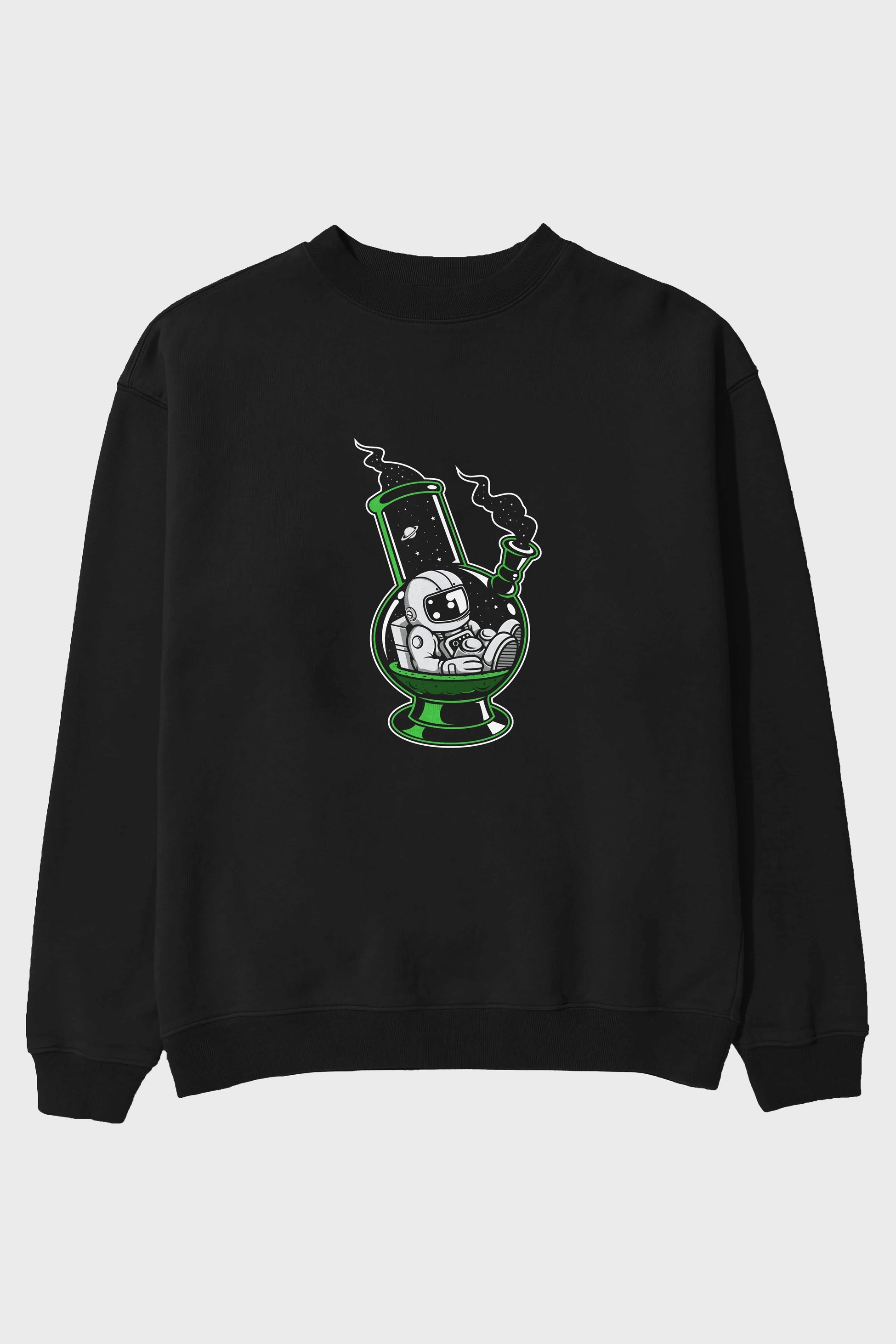 Astronaut Bong Ön Baskılı Oversize Sweatshirt Erkek Kadın Unisex