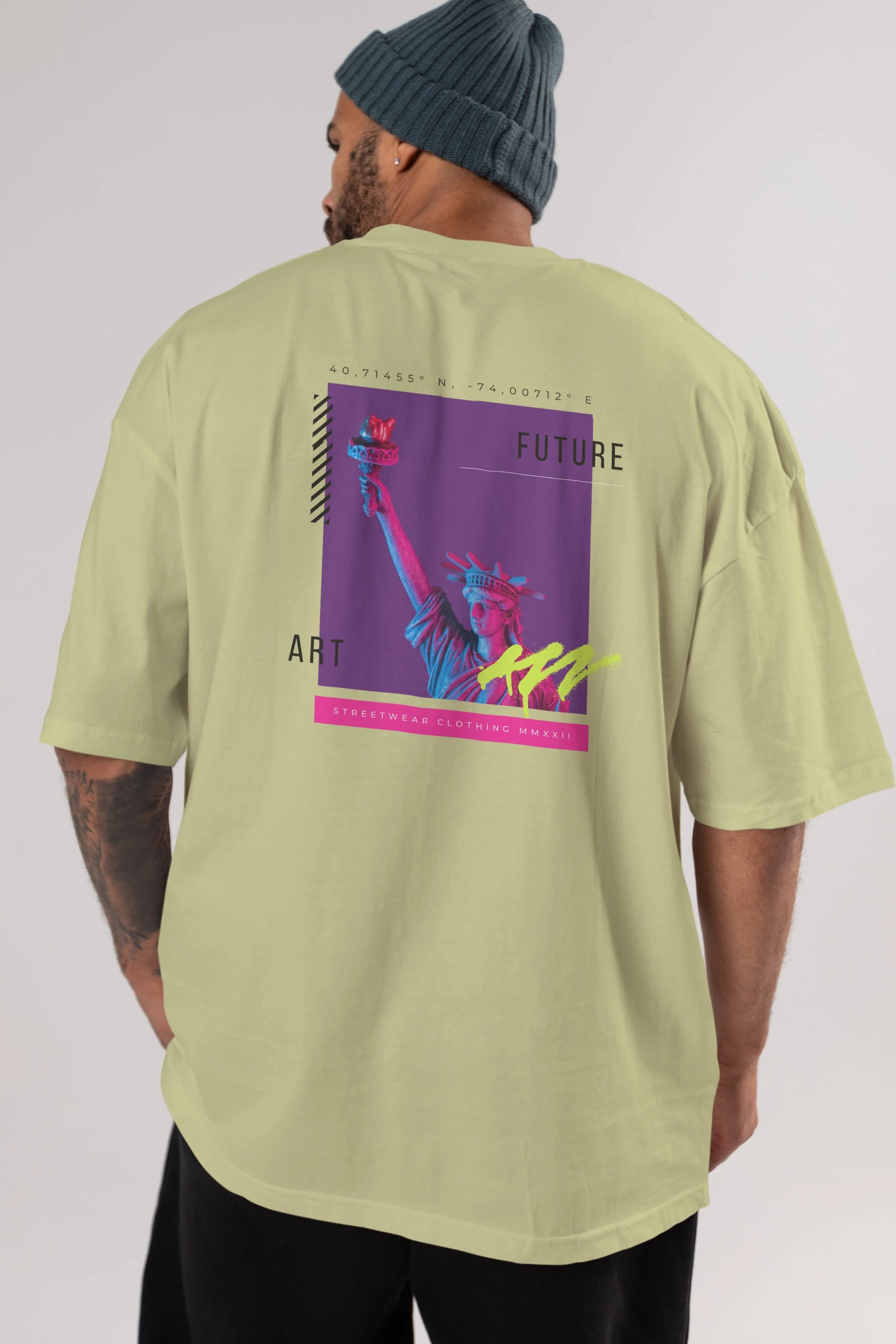 Future Art Arka Baskılı Oversize t-shirt Erkek Kadın Unisex