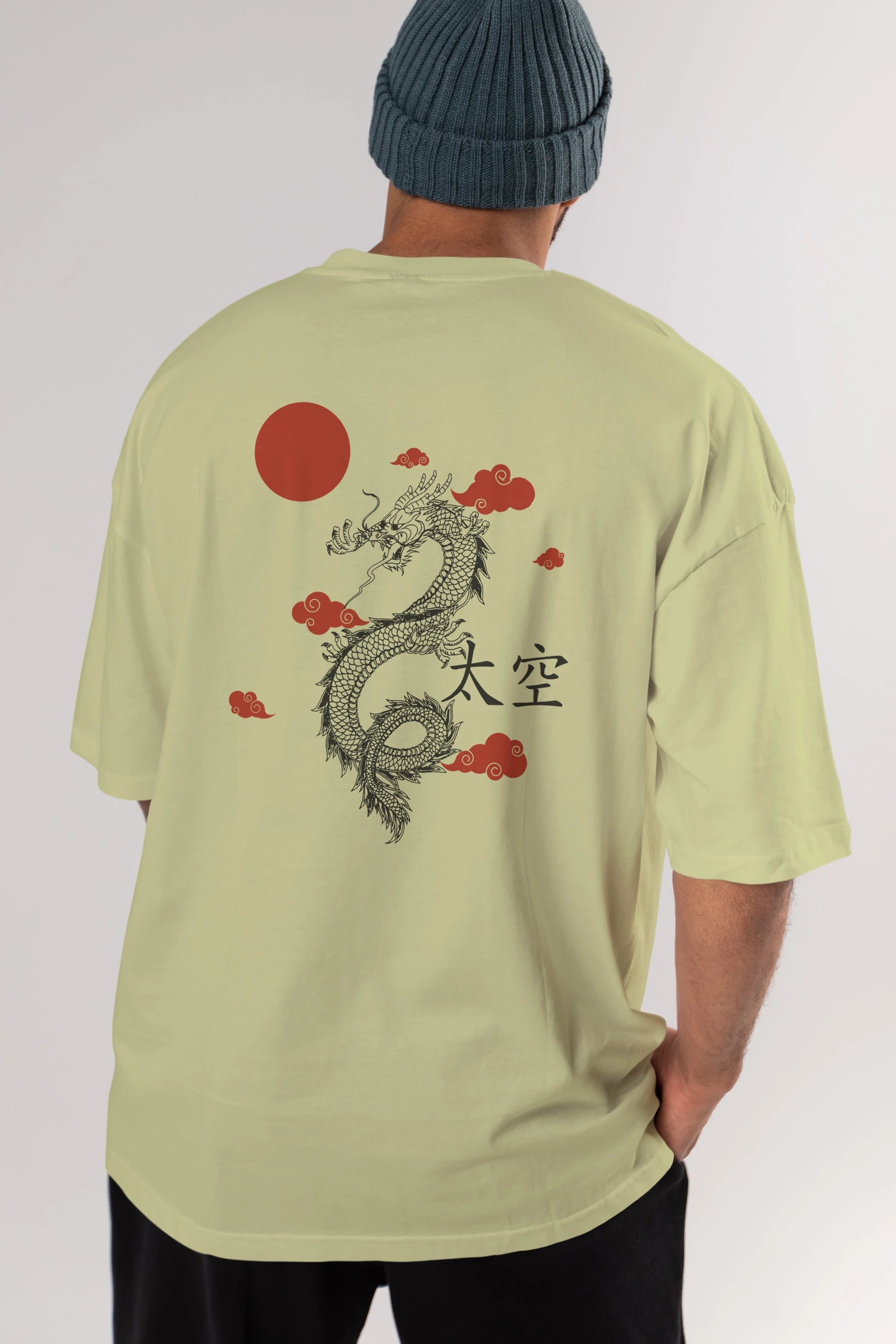 Chinese Dragon Arka Baskılı Oversize t-shirt Erkek Kadın Unisex