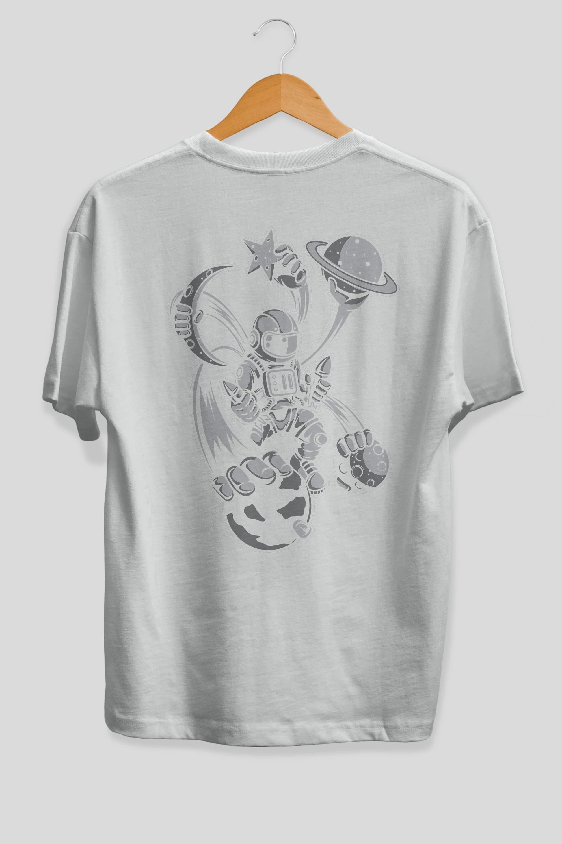 Astronaut Multiple Hands Arka Baskılı Oversize t-shirt Erkek Kadın Unisex
