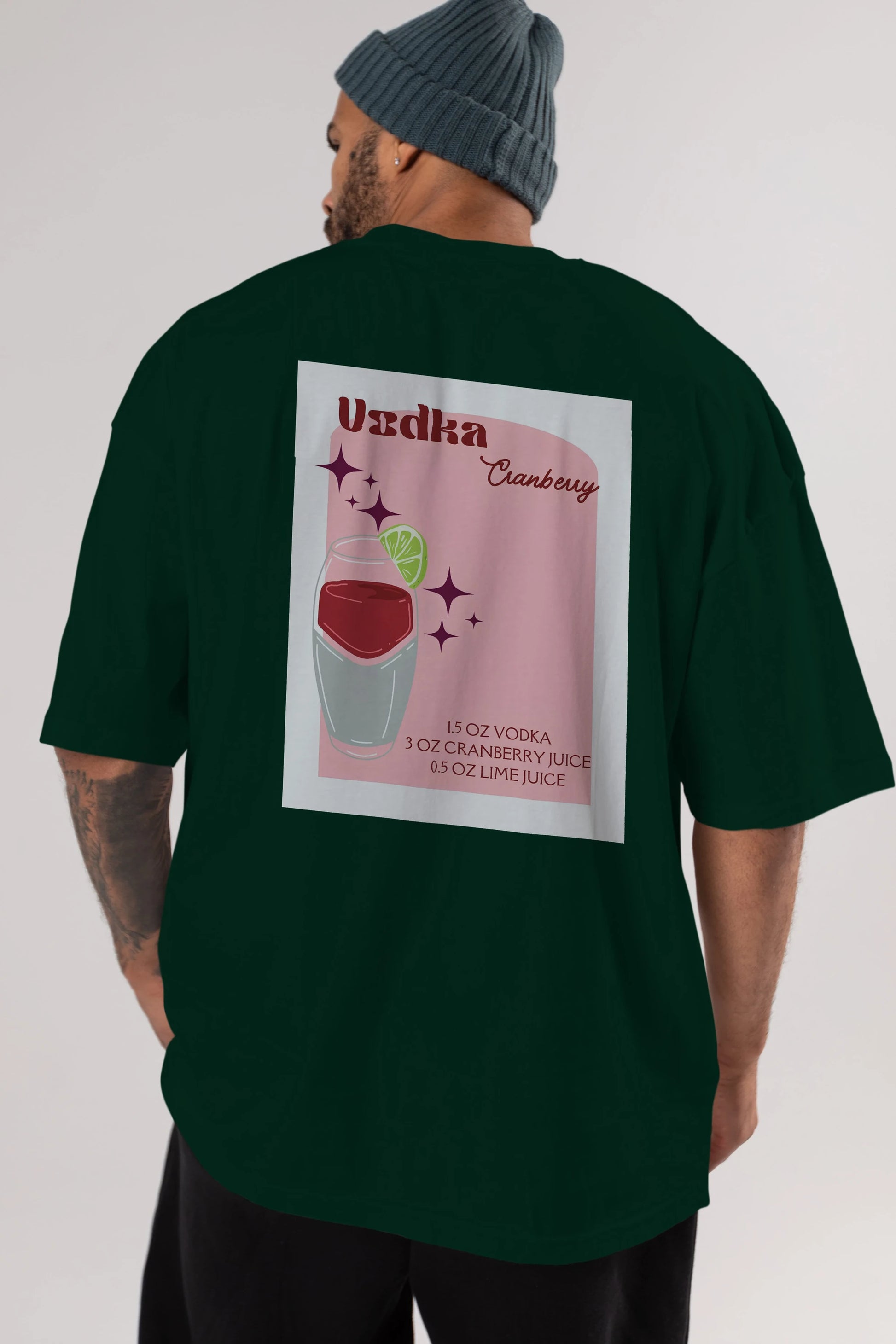 Vodka Cranberry 2 Arka Baskılı Oversize t-shirt Erkek Kadın Unisex %100 Pamuk Bisiklet Yaka tişort