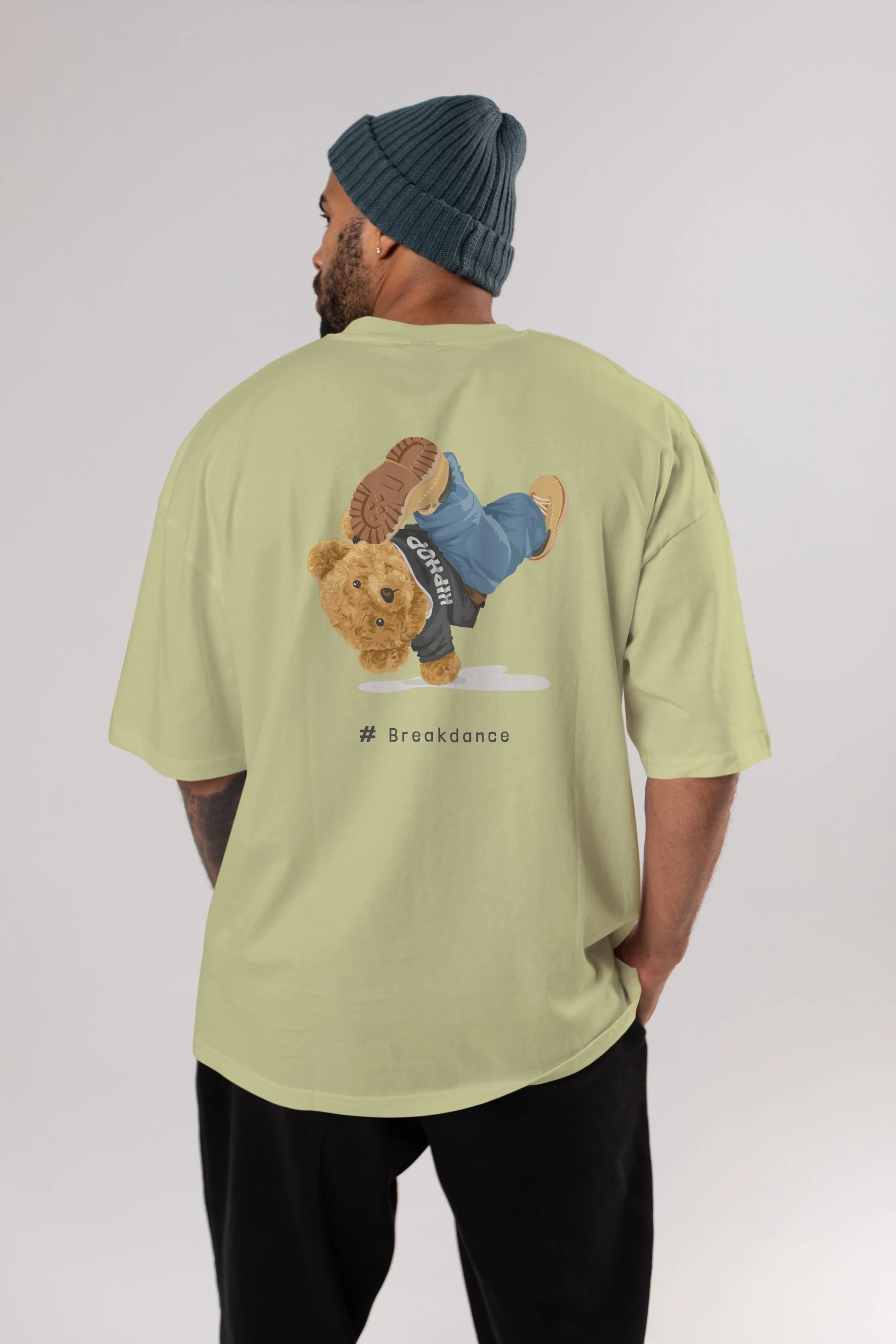 Teddy Bear Breakdance Arka Baskılı Oversize t-shirt Erkek Kadın Unisex %100 Pamuk