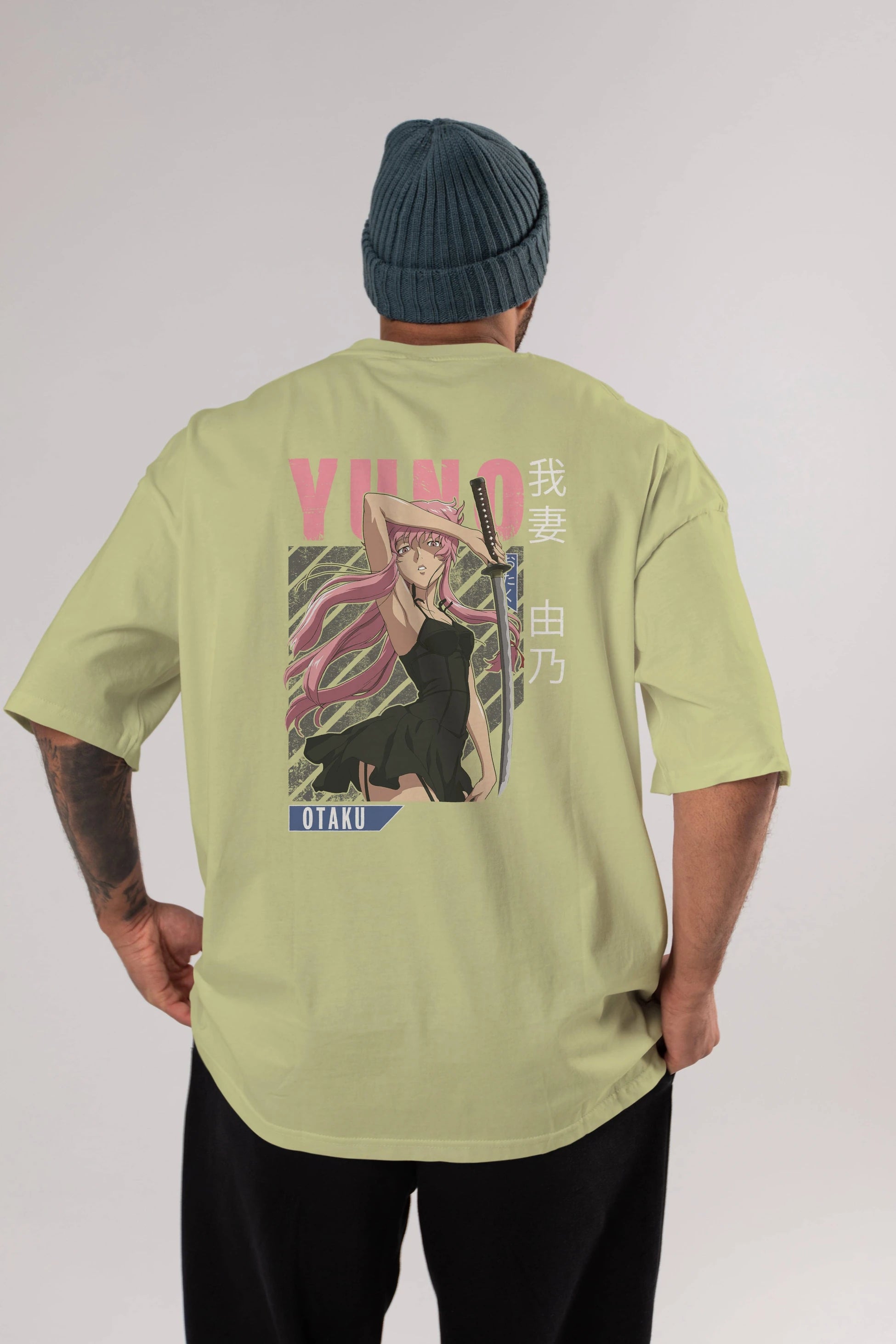 Yuno Gasai 5 Anime Arka Baskılı Oversize t-shirt Erkek Kadın Unisex