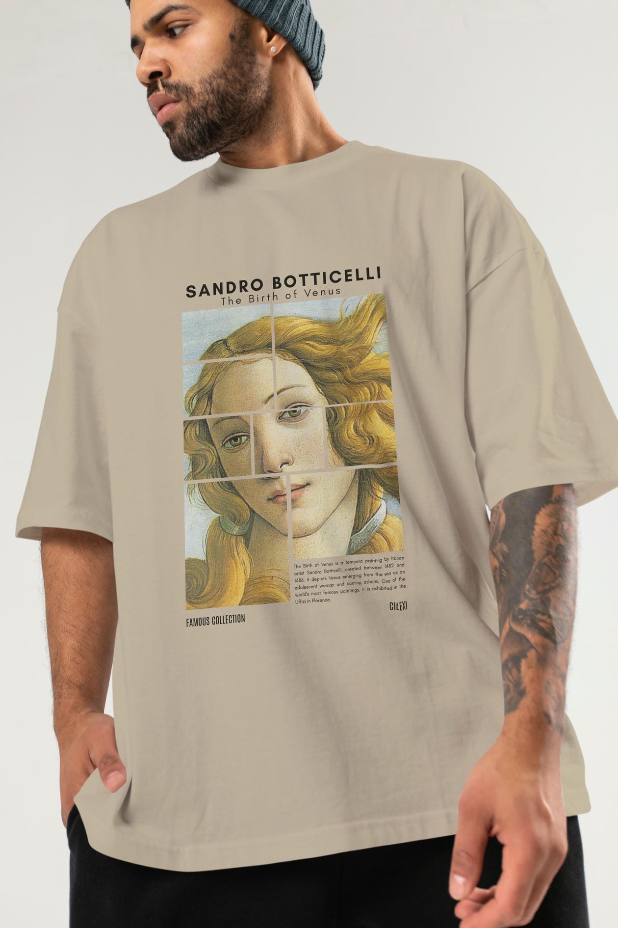 Sandro Botticelli ön Baskılı Oversize t-shirt Erkek Kadın Bisiklet Yaka Pamuk tişort