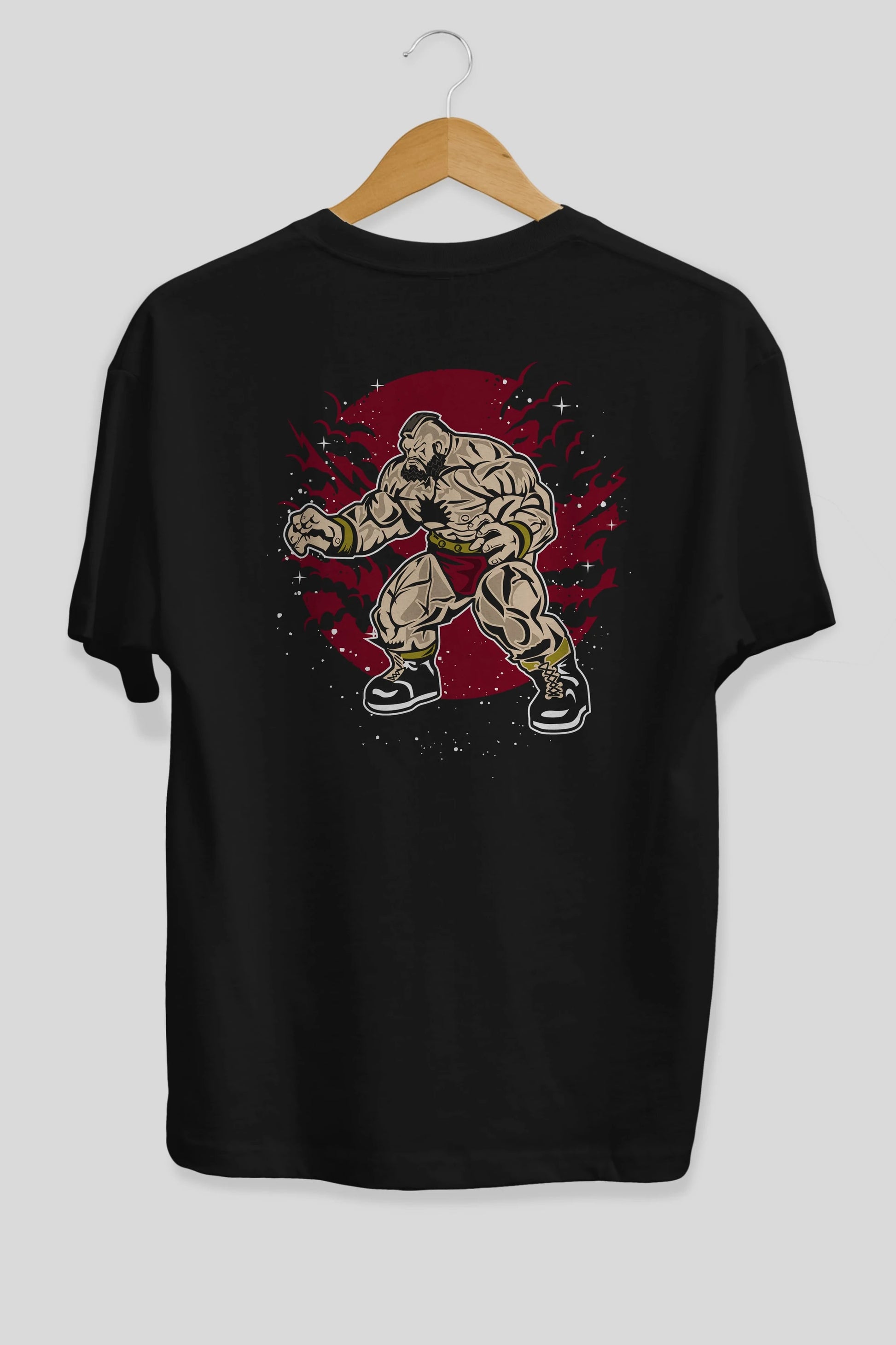 ZANGGIEF Arka Baskılı Oversize t-shirt Erkek Kadın Unisex %100 Pamuk