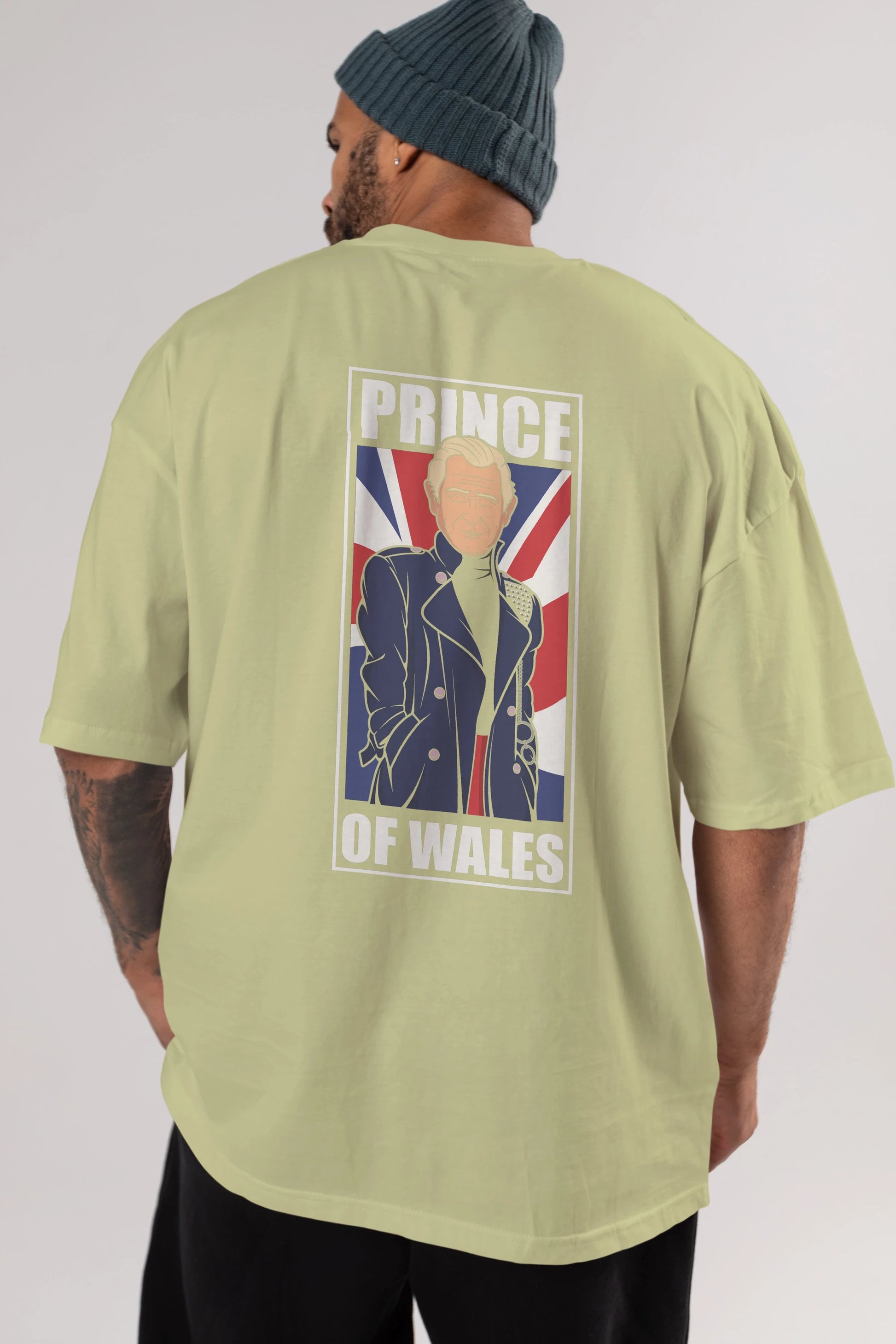 Prince Charles Arka Baskılı Oversize t-shirt Erkek Kadın Unisex %100 Pamuk tişort