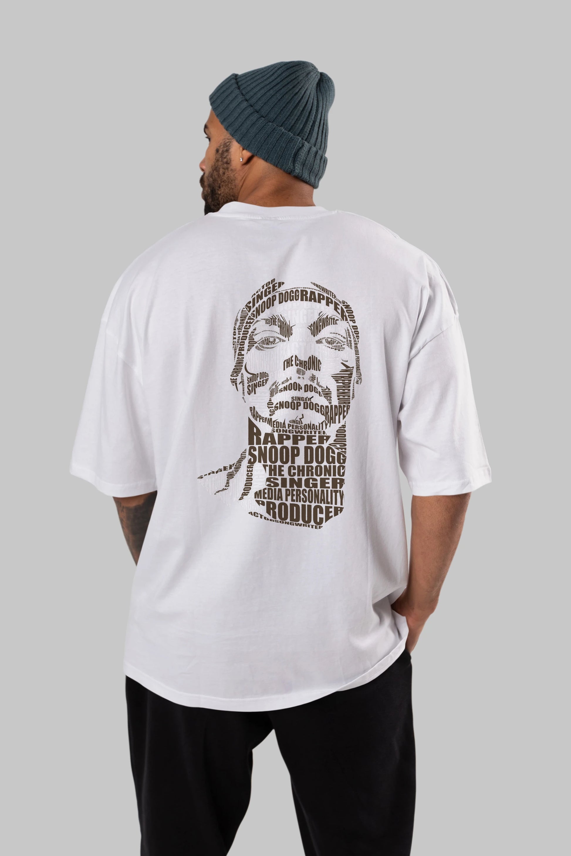 Snoop Dogg Calligram Arka Baskılı Oversize t-shirt %100 pamuk Erkek Kadın Unisex