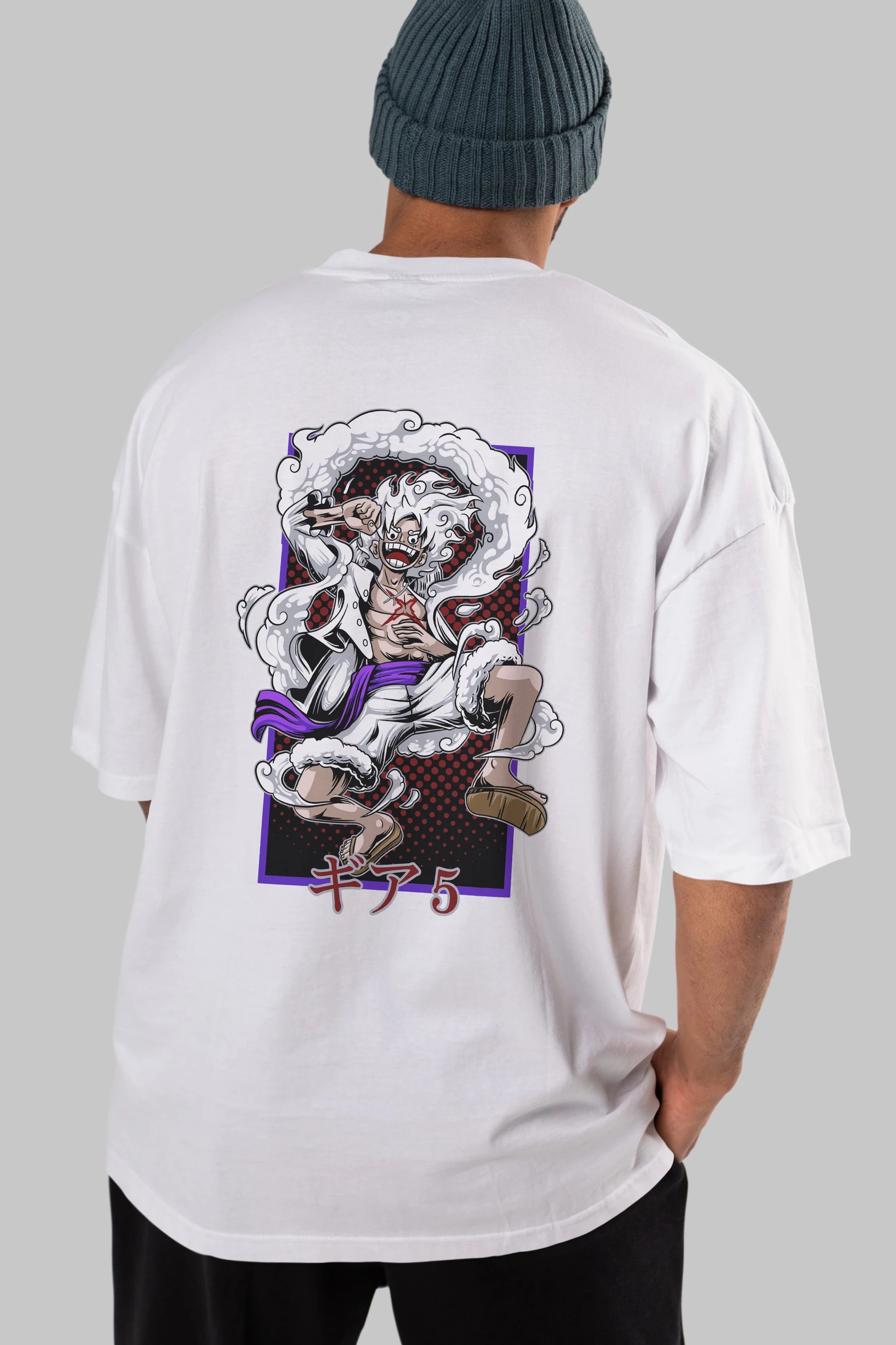 MONKEY D. LUFFY GEAR5 Anime Arka Baskılı Oversize t-shirt Erkek Kadın Unisex