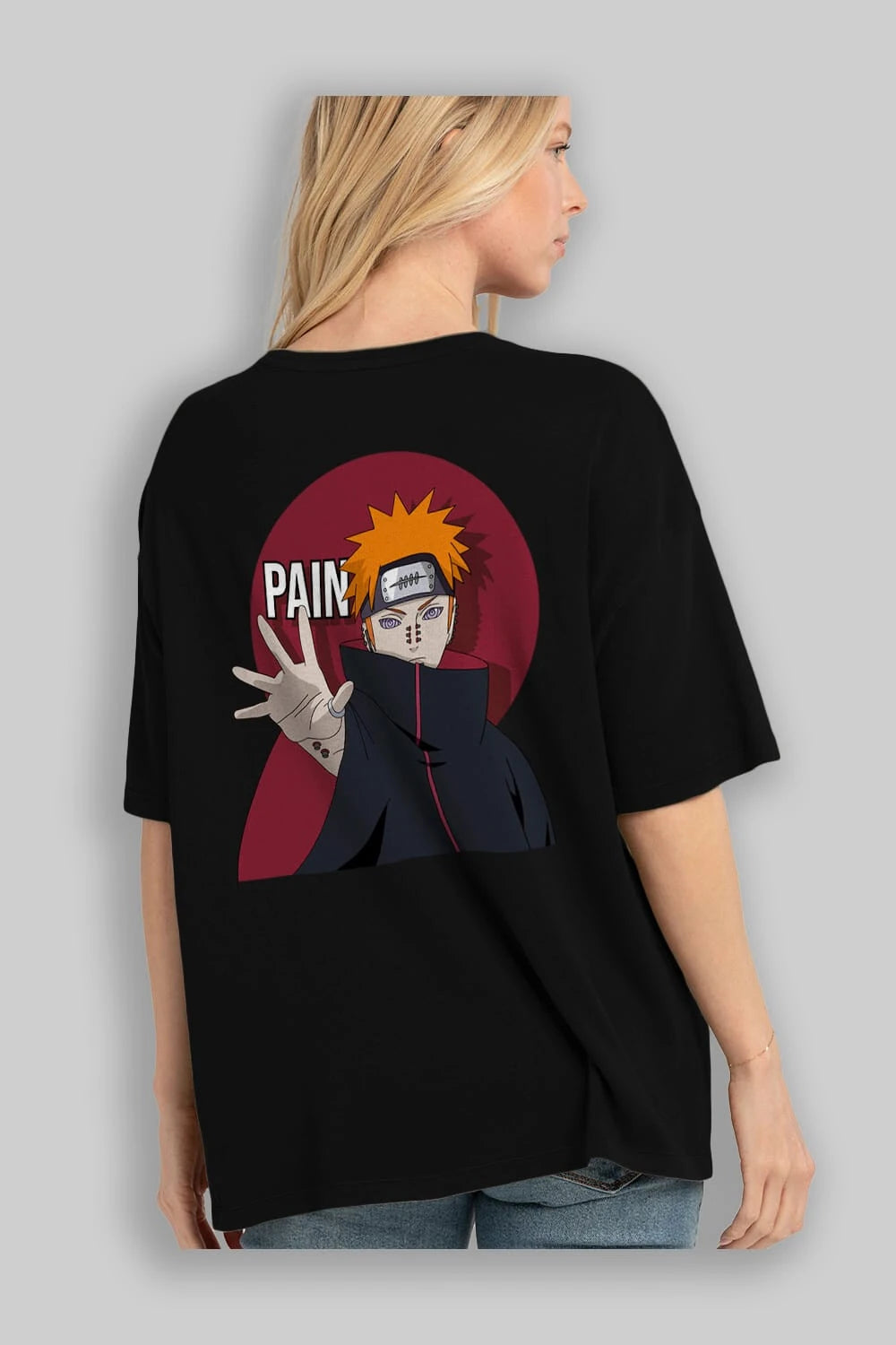 PAIN NARUTO Anime Arka Baskılı Oversize t-shirt Erkek Kadın Unisex