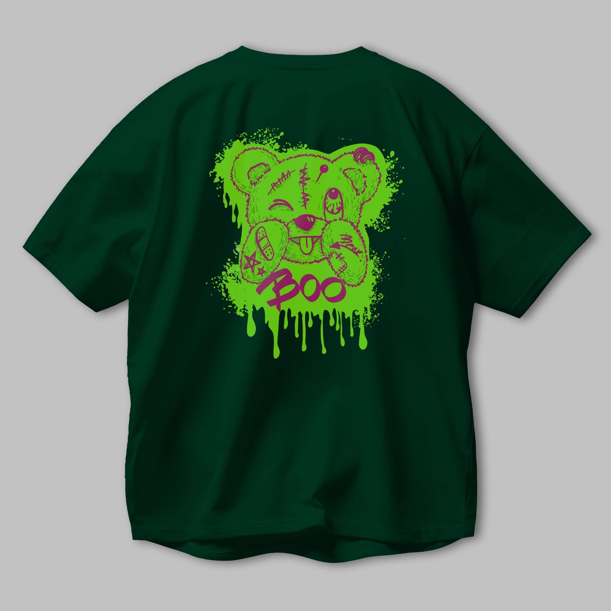 Boo  Bear Arka Baskılı Oversize t-shirt Erkek Kadın Unisex