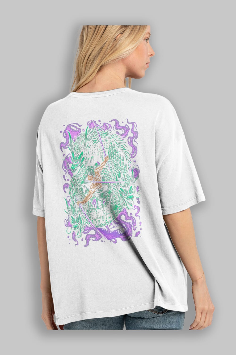 RORONOA ZORO 5 Anime Arka Baskılı Oversize t-shirt Erkek Kadın Unisex